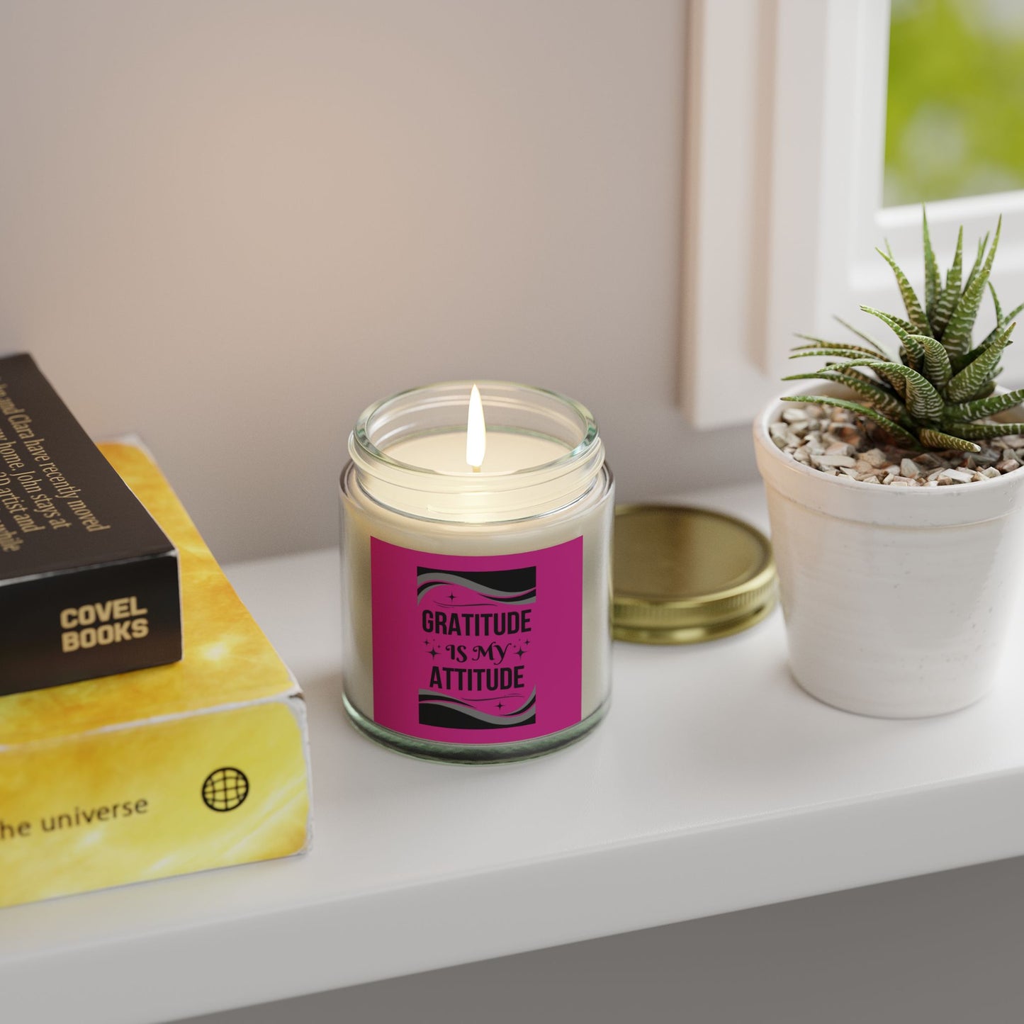 "GRATITUDE IS ATTITUDE" Scented Candles, Coconut Apricot Wax (4oz, 9oz)