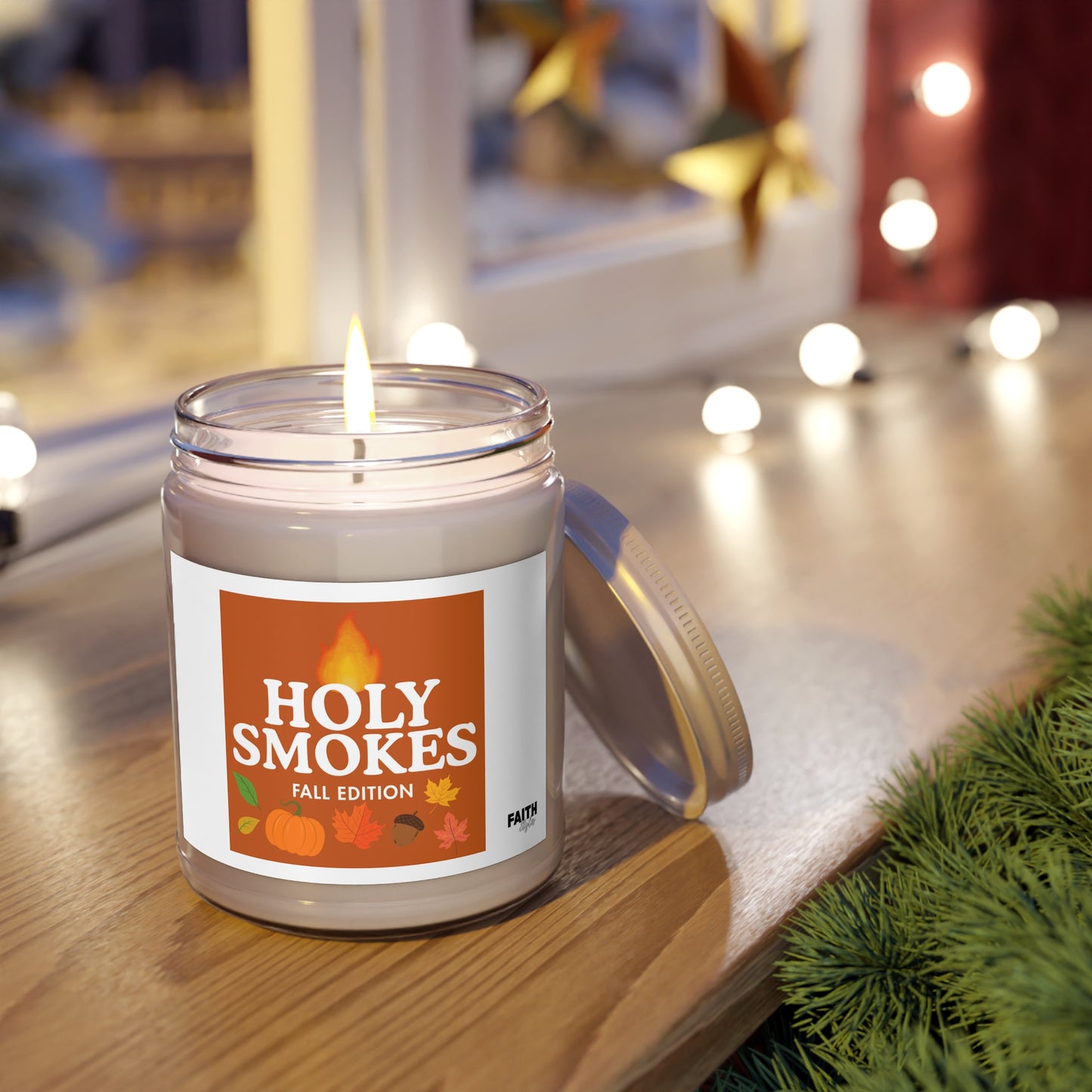 FaithStyles Holy Smokes Fall Edition Scented Soy Candle - Cozy Home Decor, Autumn Gift, Thanksgiving Candle, Fall Aromatherapy, Seasonal Fragrance
