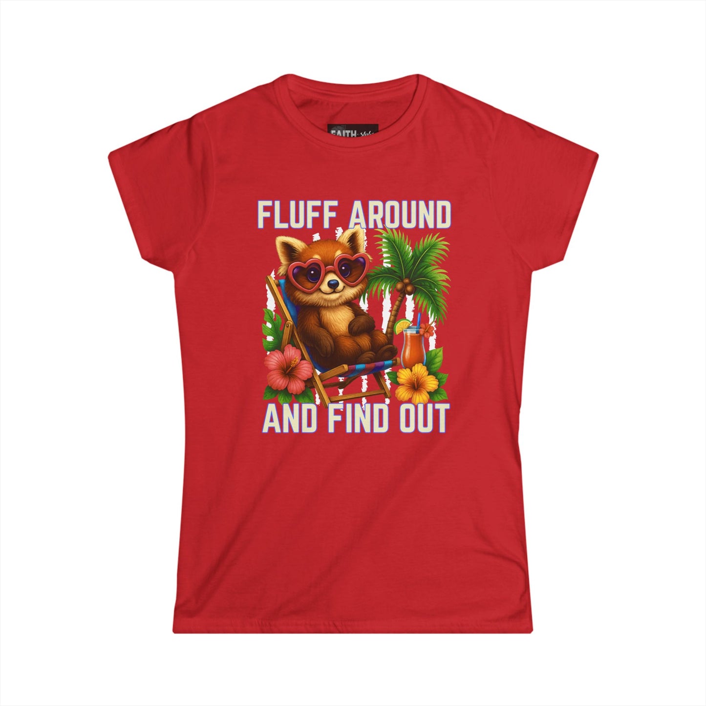 Charming Cat Themed Women's Softstyle Tee | Summer Vibes T-Shirt, Cute Cat Top, Beachy Fun Shirt, Gift for Cat Lovers, Relaxed Wear