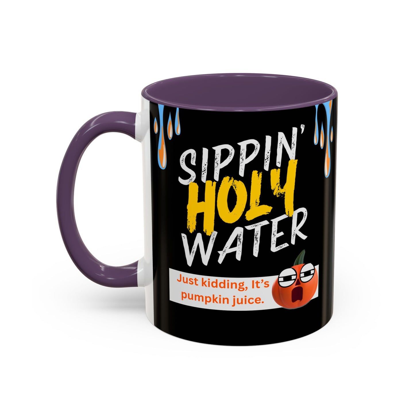 Sippin' Holy Water Coffee Mug, Funny Pumpkin Juice Mug, Halloween Coffee Cup, Unique Gift for Fall, Cute Office Mug, Quirky Kitchenware