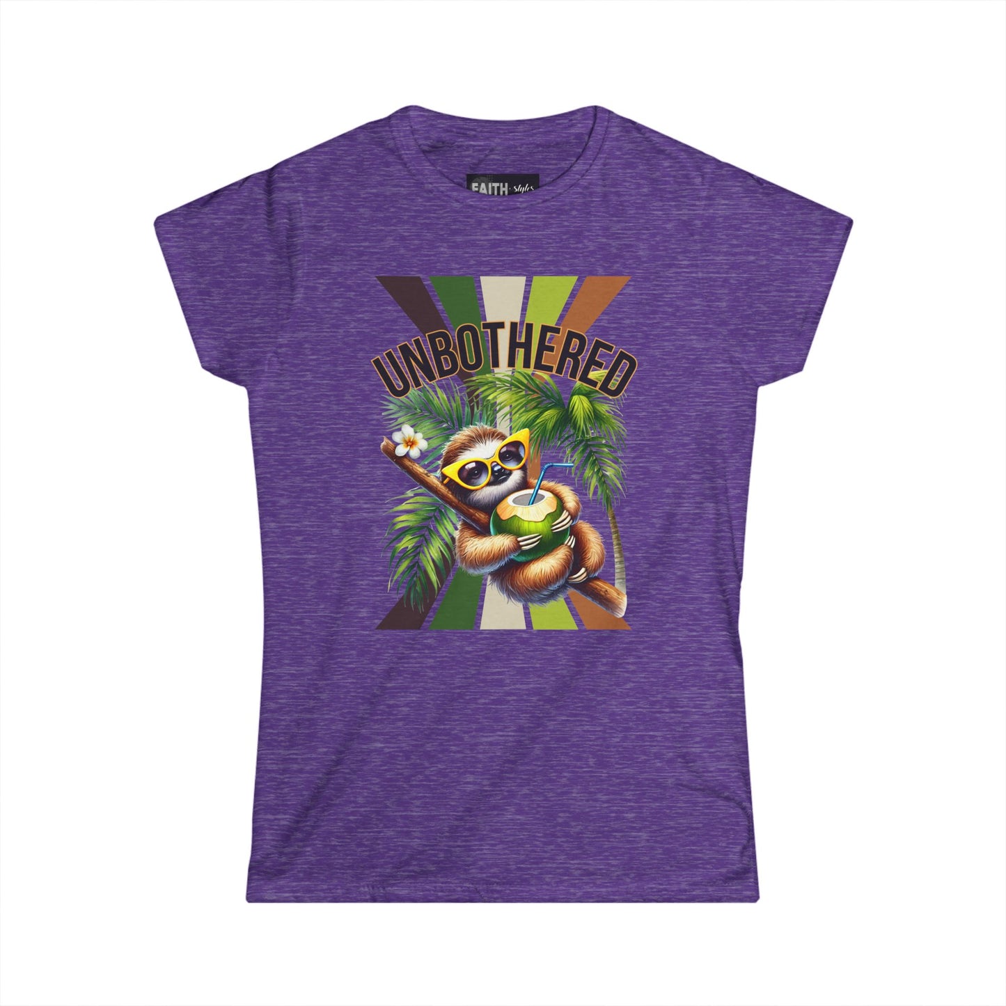 Unbothered Sloth Women's Softstyle Tee, Fun T-Shirt, Casual Wear, Vacation Outfit, Gift for Animal Lovers, Summer Top