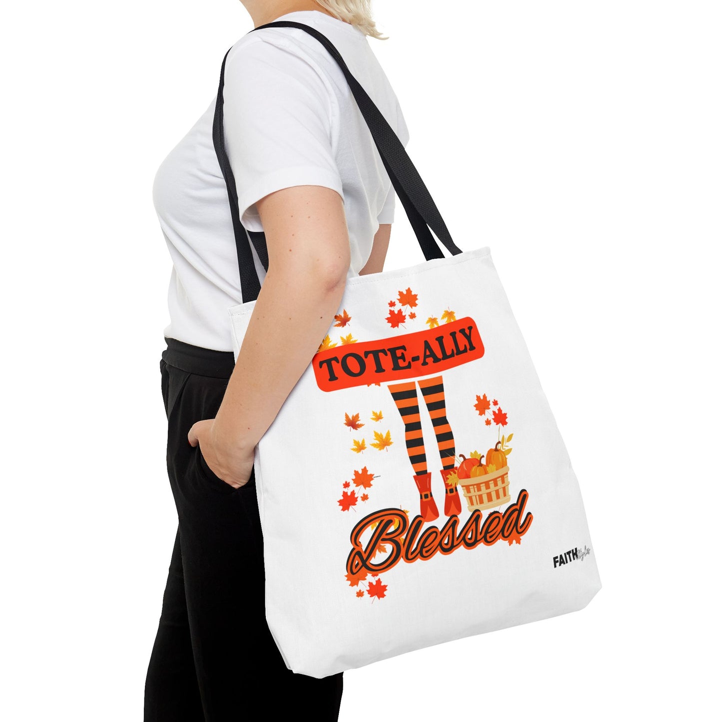 FaithStyles Blessed Holiday Tote Bag, Autumn Tote, Fall Accessories, Gift for Her, Seasonal Shopping Bag, Cute Grocery Bag