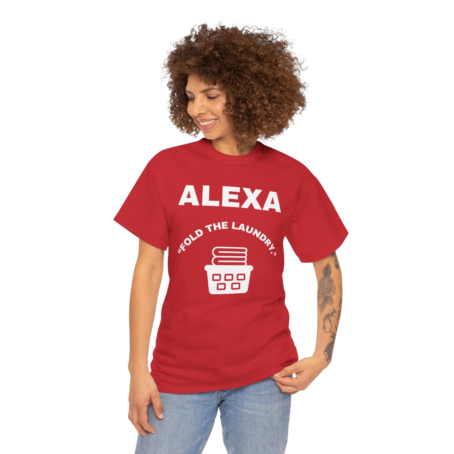 Funny Laundry T-Shirt, Humor Tee, Gift for Mom, Funny Housework Shirt, Unisex Cotton Tee, Alexa Joke Shirt