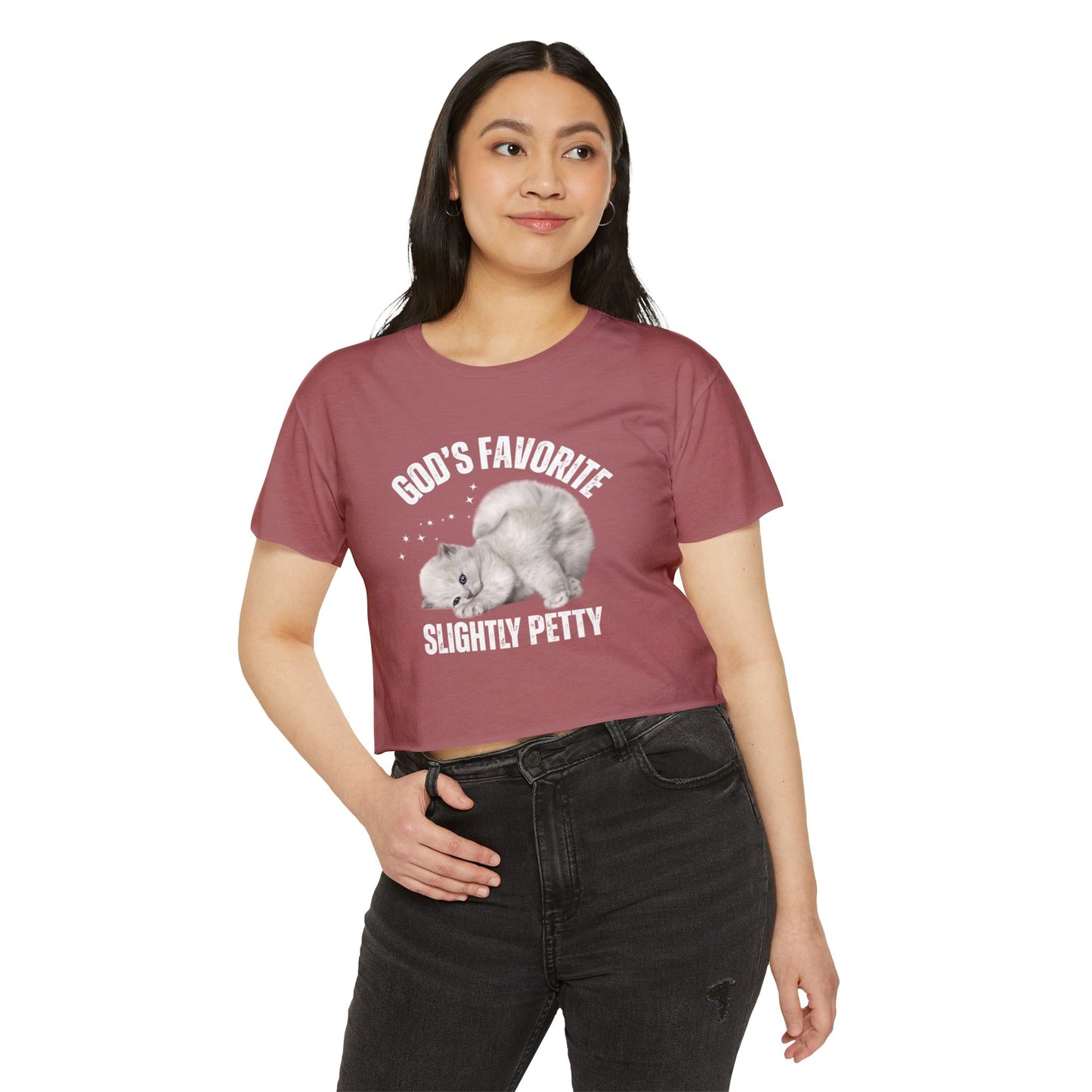 God's Favorite Slightly Petty Women's Festival Crop Top, Cute Summer Shirt, Fun Graphic Tee, Festival Outfit, Trendy Streetwear
