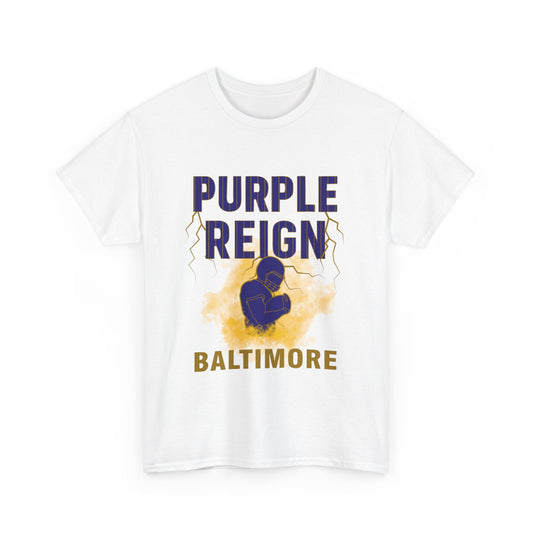 Purple Reign Male Cotton Tee - Bold Style for Baltimore Fans, Casual
