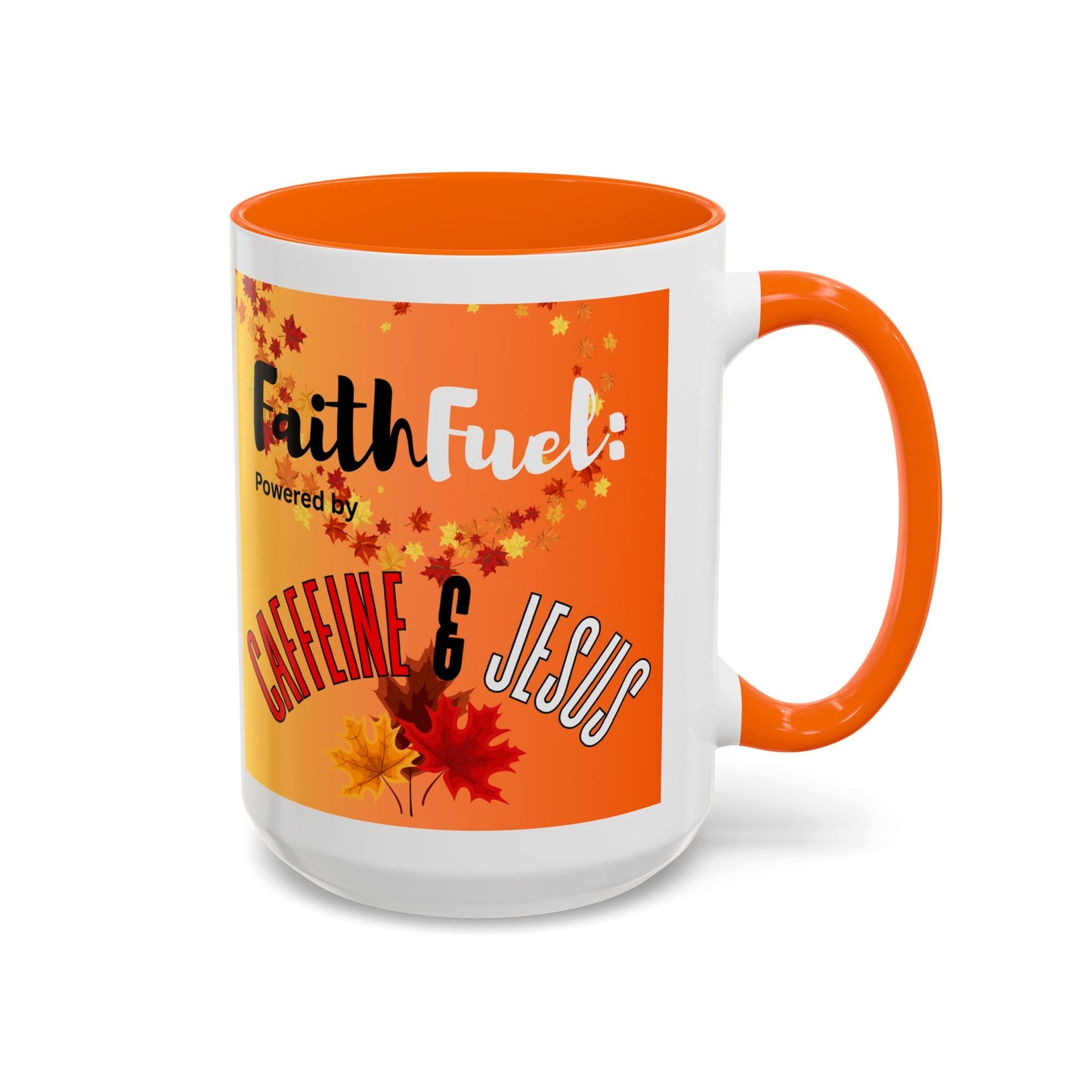 FaithFuel Caffeine & Jesus Mug - Fall Coffee Cup, Inspirational Gift, Autumn Decor, Home Office Supplies, Religious Mug