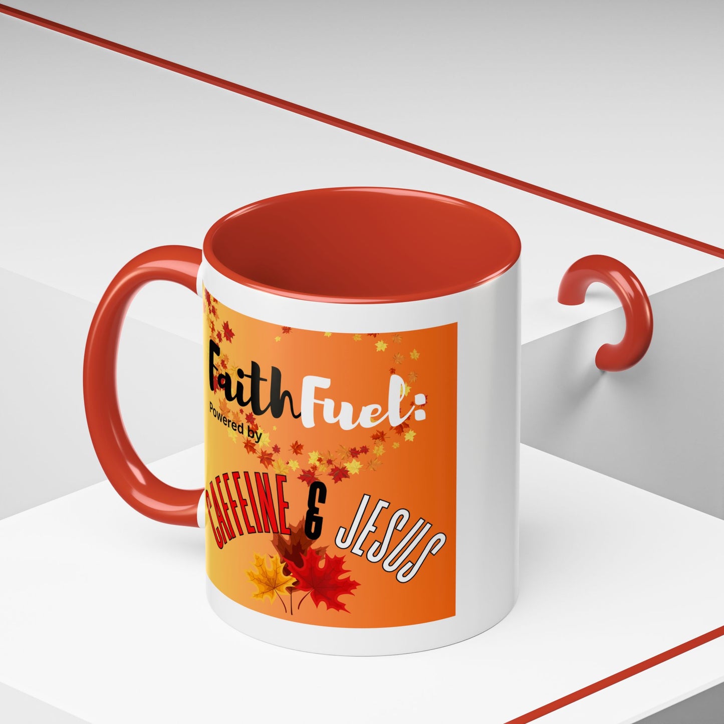 FaithFuel Caffeine & Jesus Mug - Fall Coffee Cup, Inspirational Gift, Autumn Decor, Home Office Supplies, Religious Mug