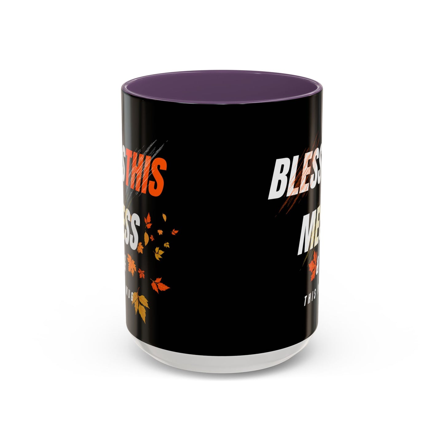 Bless This Mess Coffee Mug, Autumn Mug, Funny Mug Gift, Black Ceramic Mug, Fall Coffee Cup