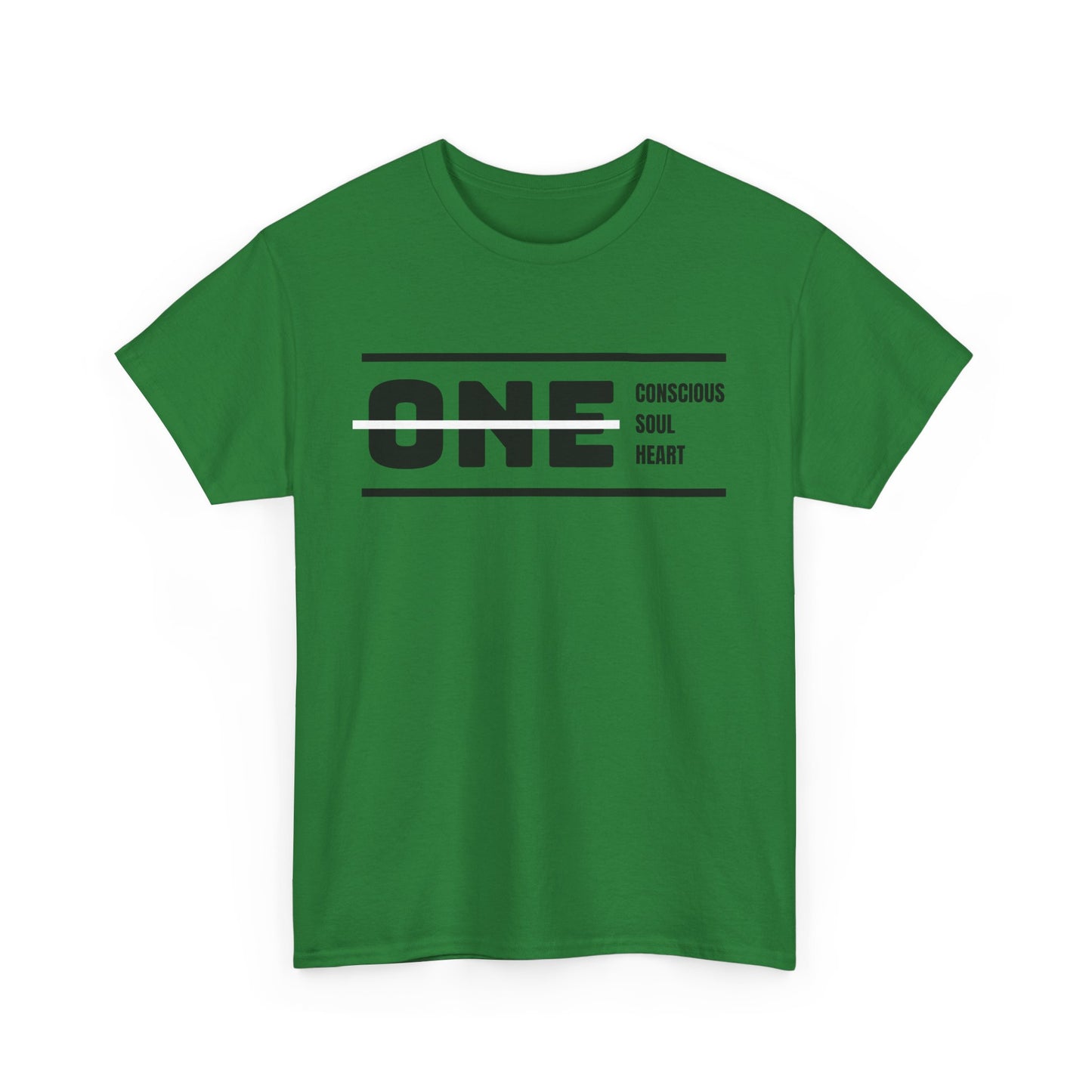 Male's Heavy Cotton Tee - 'ONE' Conscious Soul Heart | Casual Apparel, Gift for Mindfulness, Inspirational Wear, Summer Tee, Everyday Style