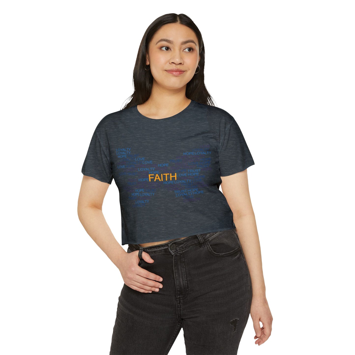 Women's Festival Crop Top with Faith Design, Boho Style Tee, Summer Festival Top, Inspirational Apparel, Gift for Her