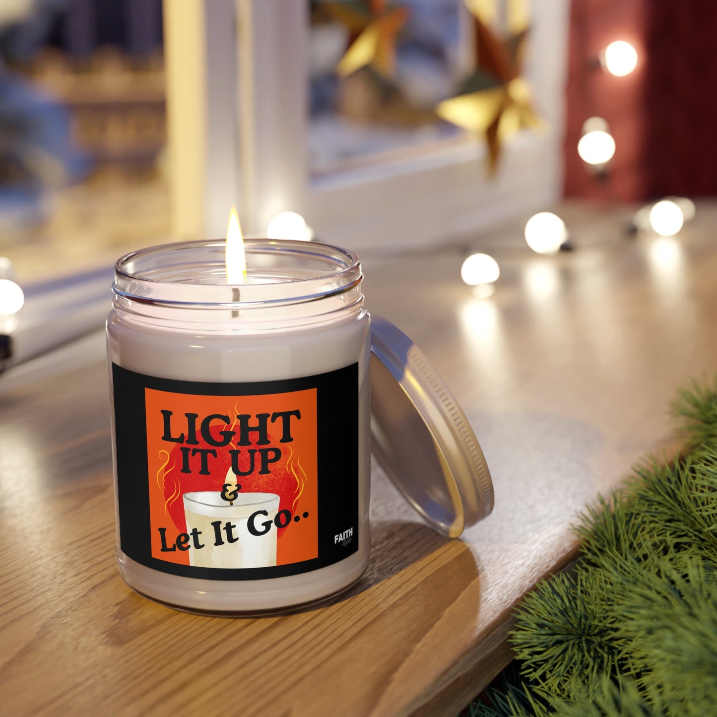 FaithStyles Light It Up & Let It Go Scented Soy Candle, - Relaxation Gift, Home Fragrance, Aromatherapy, Self-Care, Mindfulness Decor