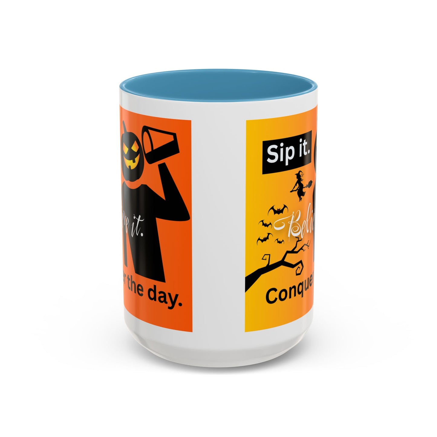 Halloween-Themed Coffee Mug, Sip It Believe It Conquer the Day, Fall Decor, Gift for Pumpkin Lovers, Autumn Kitchenware