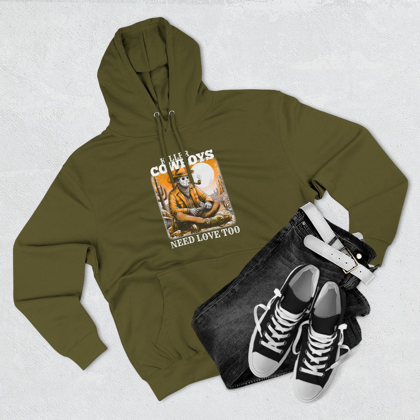 Three-Panel Fleece Hoodie-Front & Back Images