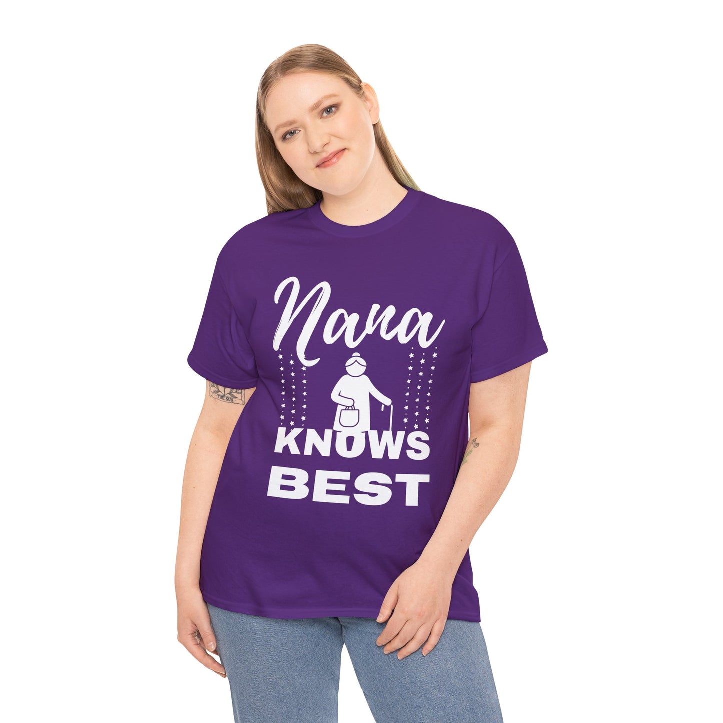 Unisex Heavy Cotton Tee - Nana Knows Best, Gift for Grandma, Family Reunion, Mother's Day, Casual Everyday Wear