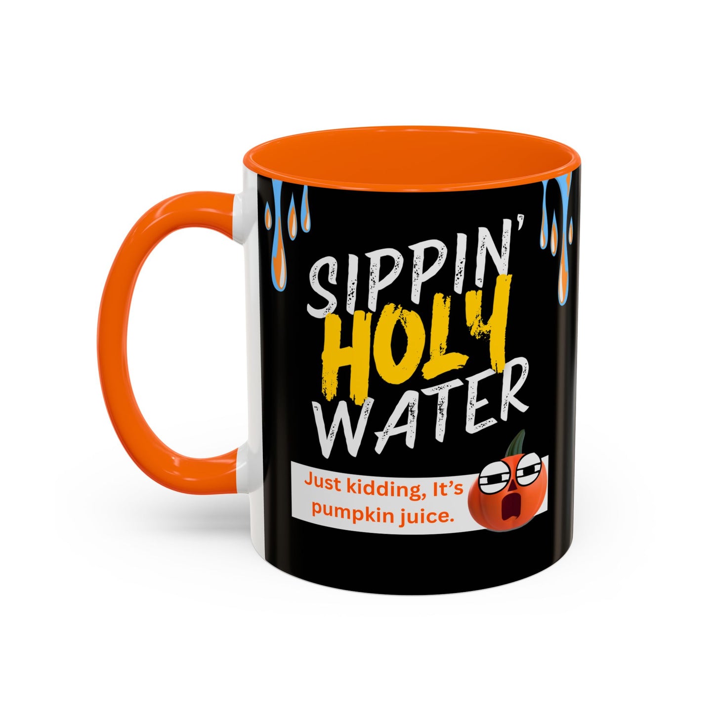 Sippin' Holy Water Coffee Mug, Funny Pumpkin Juice Mug, Halloween Coffee Cup, Unique Gift for Fall, Cute Office Mug, Quirky Kitchenware