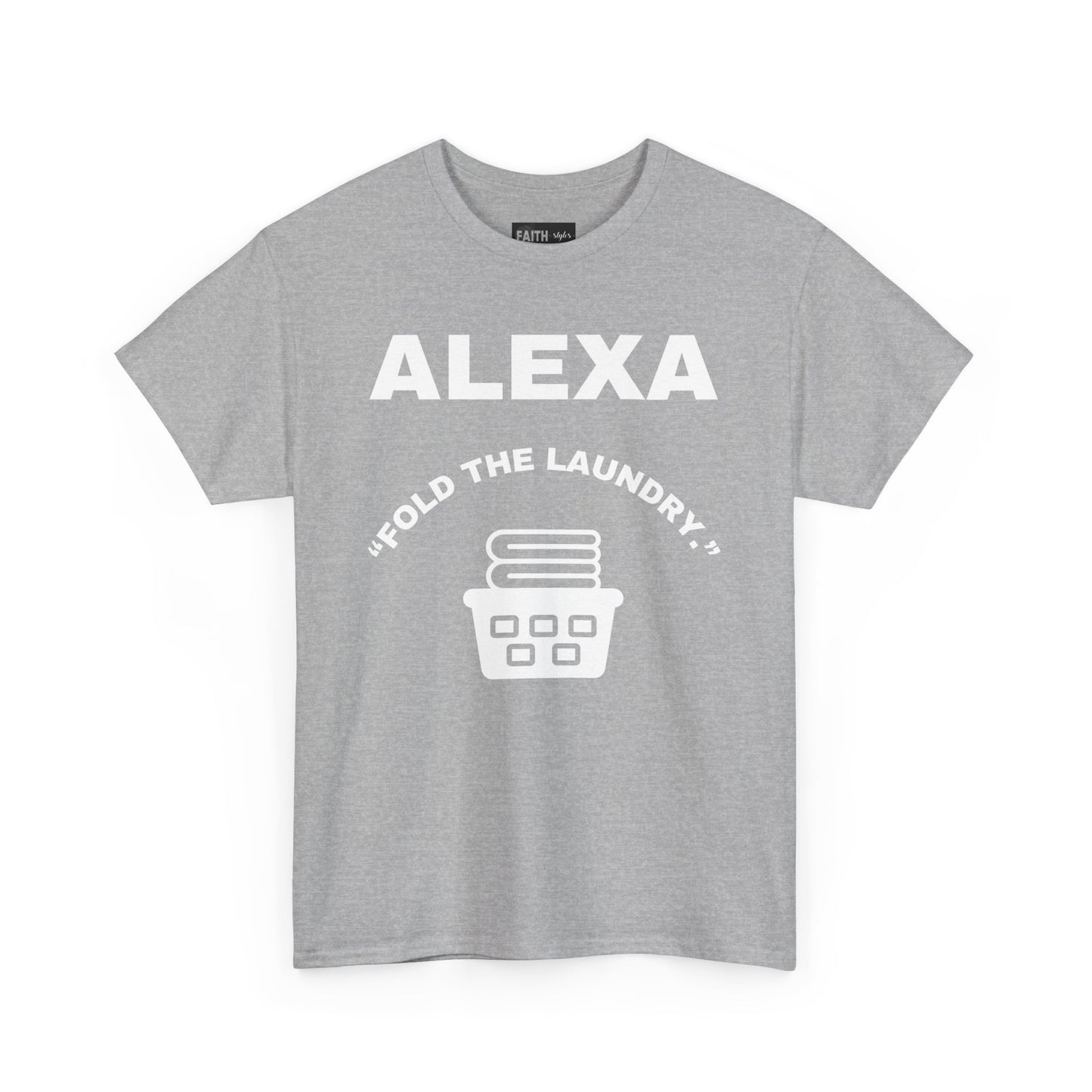 Funny Laundry T-Shirt, Humor Tee, Gift for Mom, Funny Housework Shirt, Unisex Cotton Tee, Alexa Joke Shirt