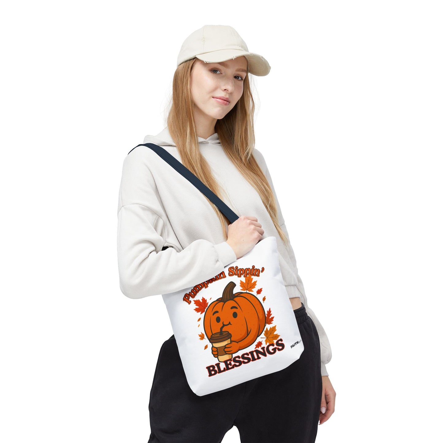 FaithStyles Autumn Pumpkin Blessings Tote Bag | Fall Bag, Cute Tote, Gift for Her, Thanksgiving, Coffee Lovers, Halloween Decor