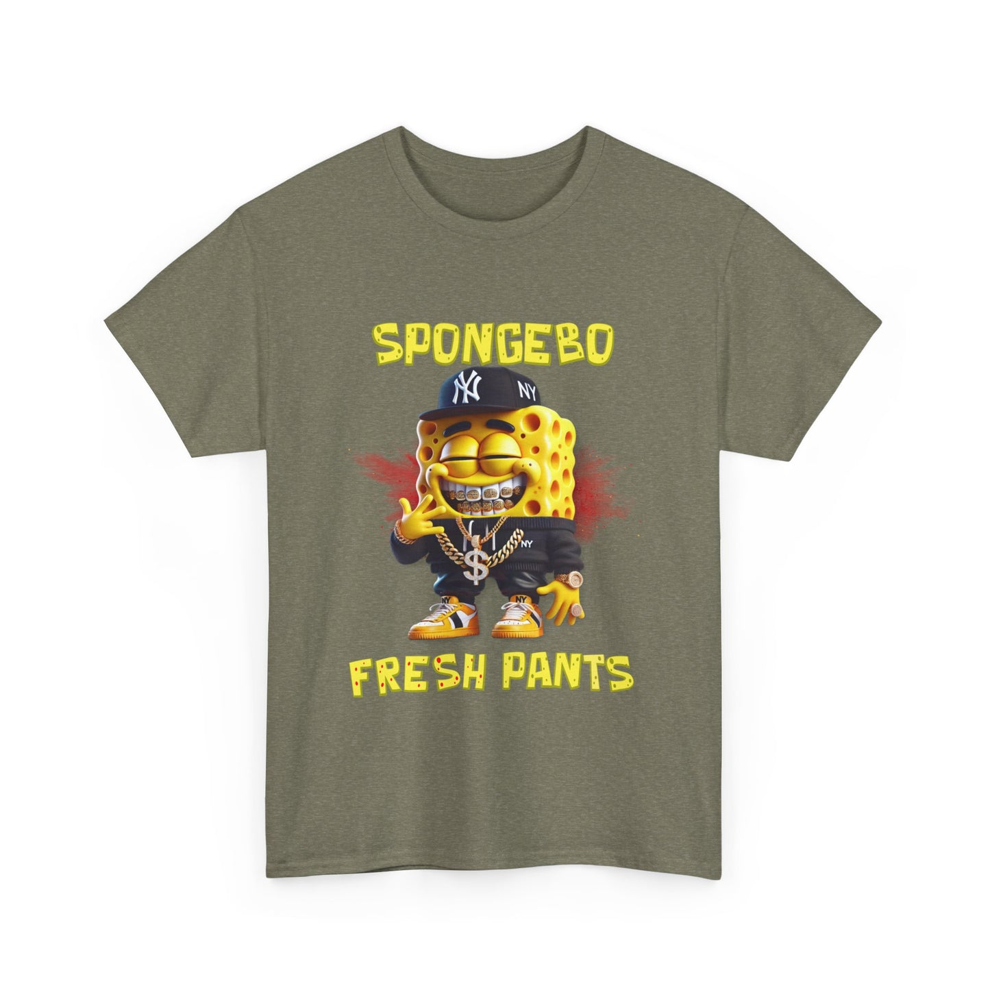 SpongeBo Fresh Pants Unisex Heavy Cotton Tee - Fun Graphic T-Shirt for Kids and Adults