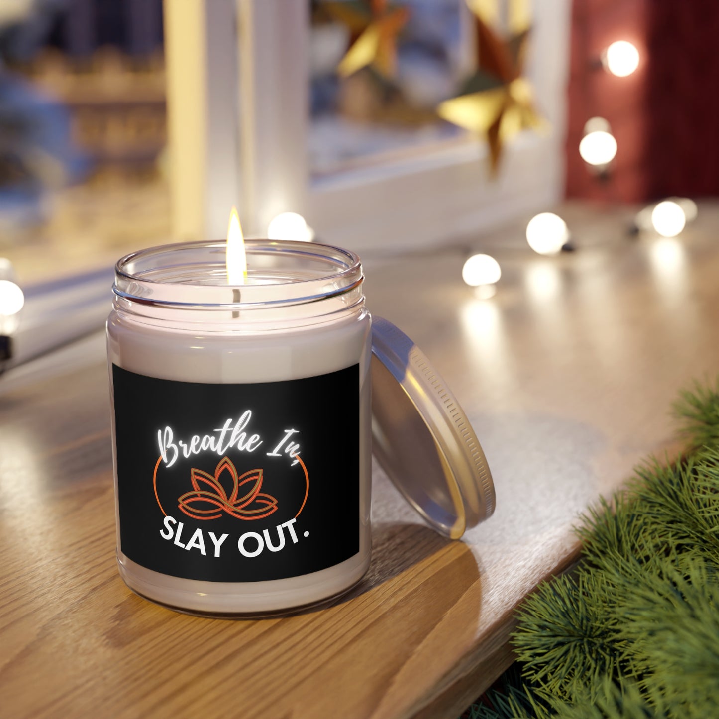 Breathe In Slay Out Scented Soy Candle, Relaxation Gift, Home Decor, Mindfulness Candle, Self-Care, Aromatherapy, Birthday Gift