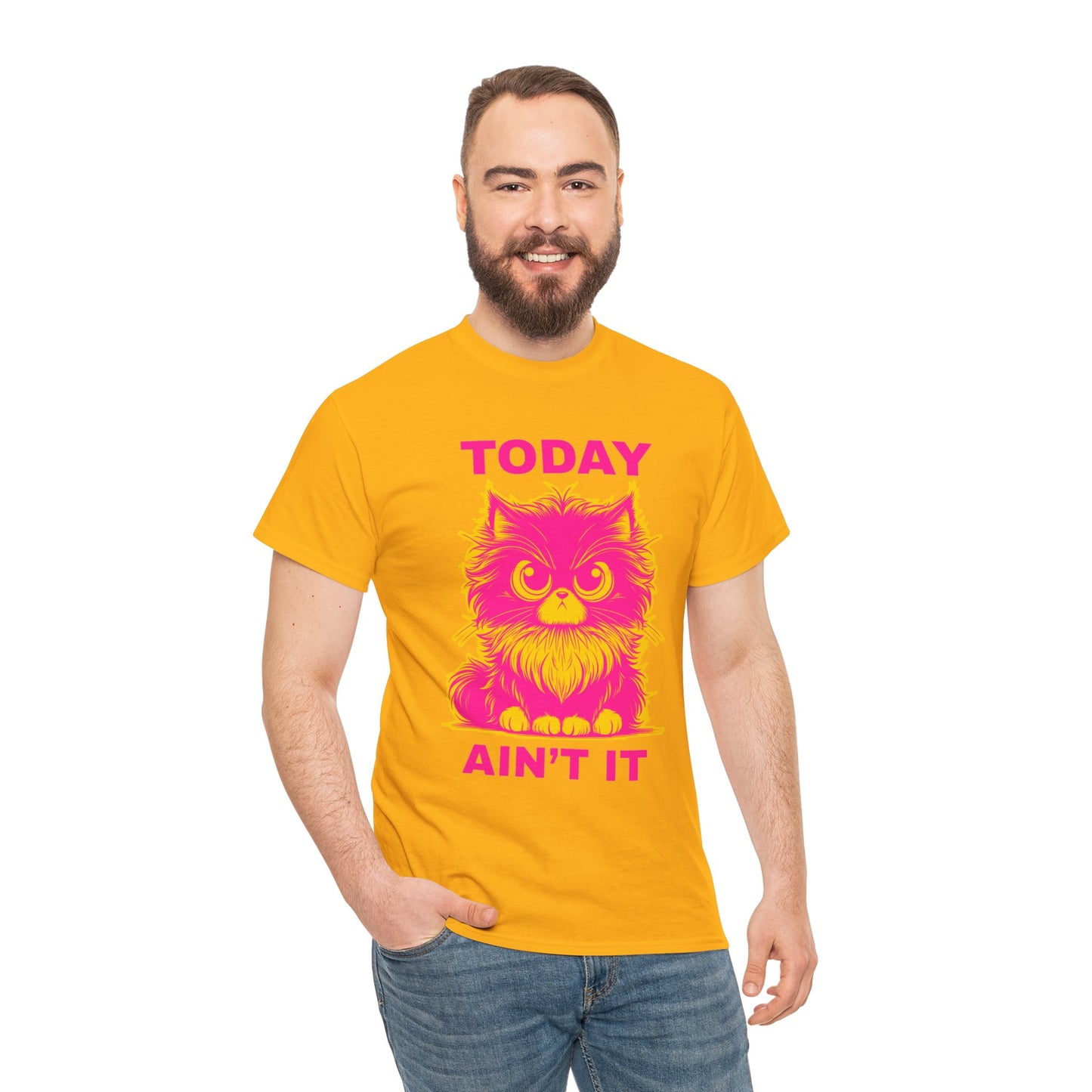 Funny Cat Tee - 'Today Ain't It' Unisex Heavy Cotton T-Shirt