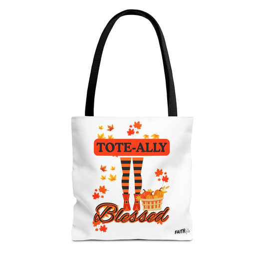 FaithStyles Blessed Holiday Tote Bag, Autumn Tote, Fall Accessories, Gift for Her, Seasonal Shopping Bag, Cute Grocery Bag