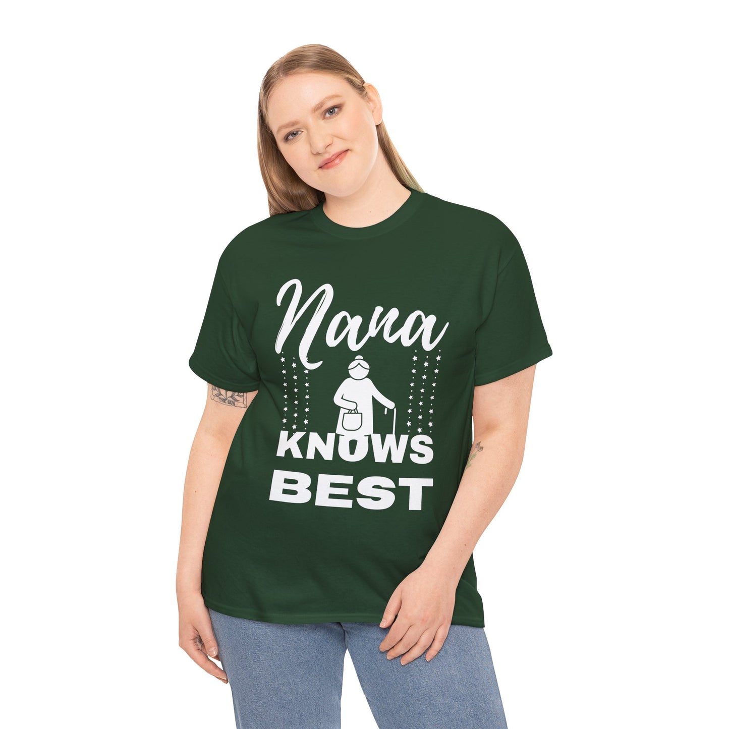 Unisex Heavy Cotton Tee - Nana Knows Best, Gift for Grandma, Family Reunion, Mother's Day, Casual Everyday Wear