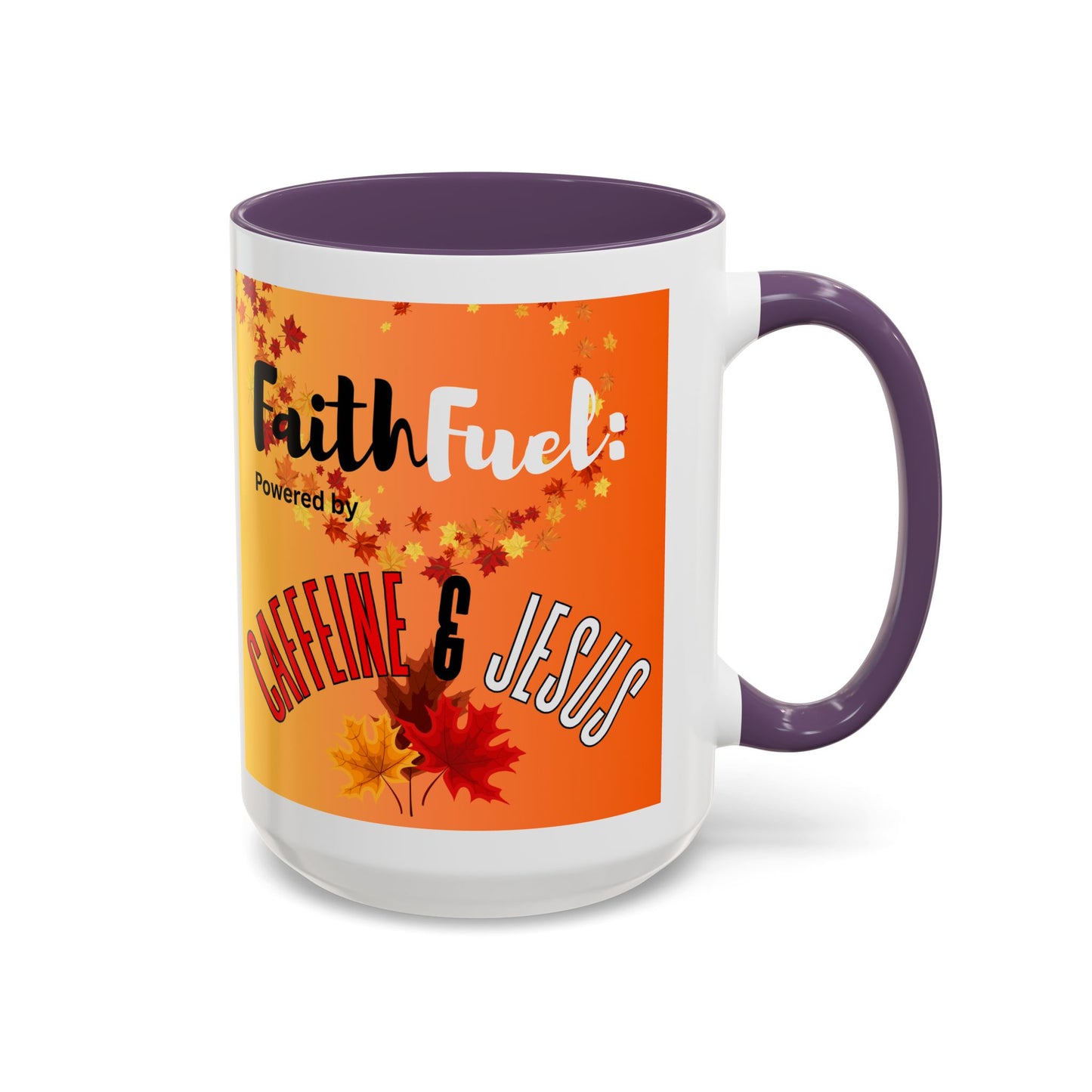 FaithFuel Caffeine & Jesus Mug - Fall Coffee Cup, Inspirational Gift, Autumn Decor, Home Office Supplies, Religious Mug