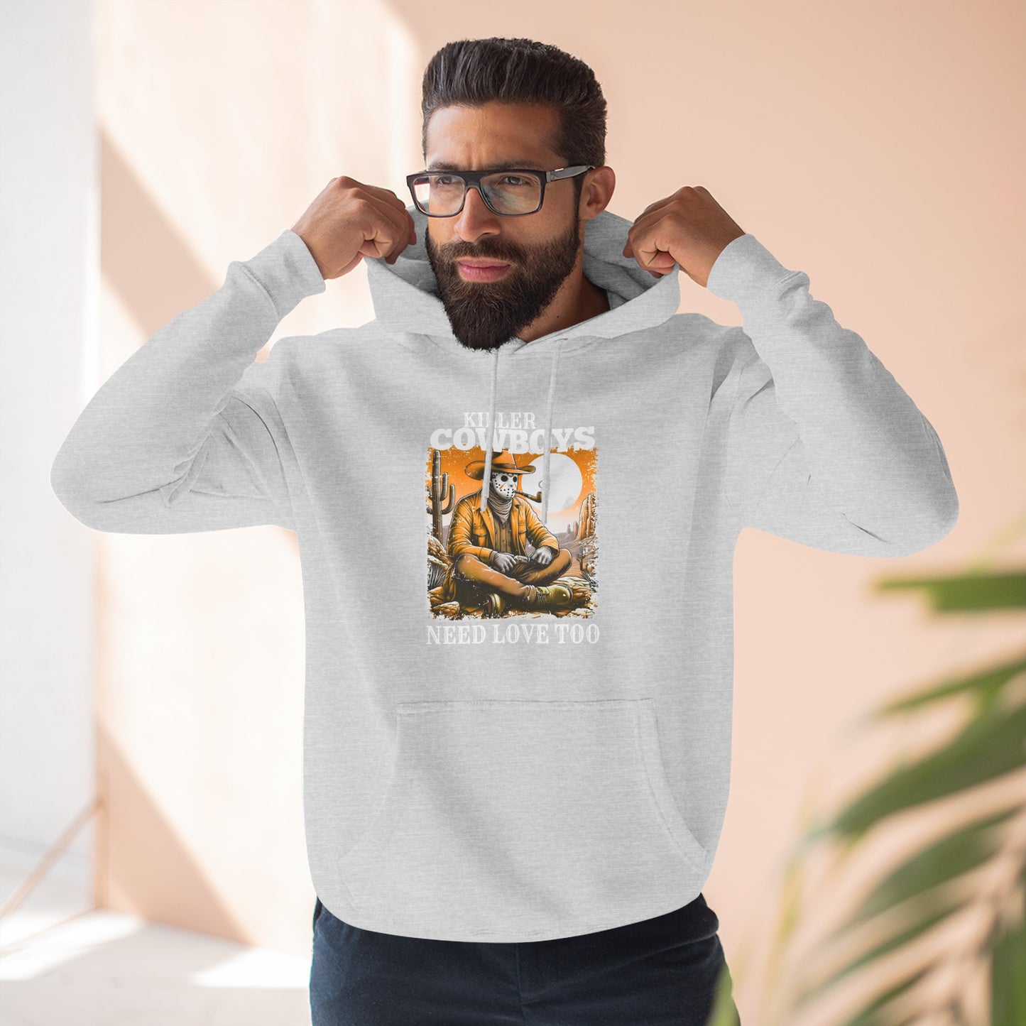 Three-Panel Fleece Hoodie-Front & Back Images