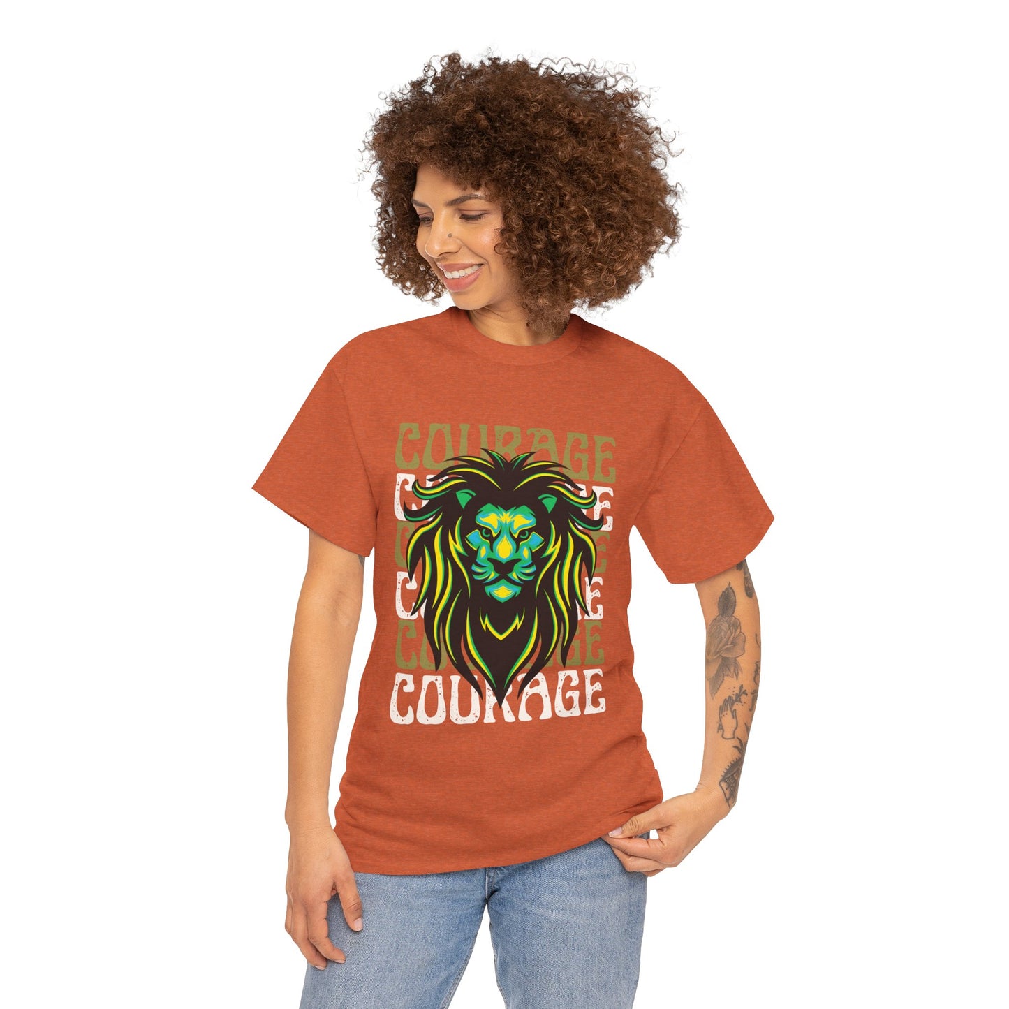 Courageous Lion Tee, Motivational Shirt, Unisex Cotton T-Shirt, Gift for Strength, Inspirational Apparel, Courage Theme