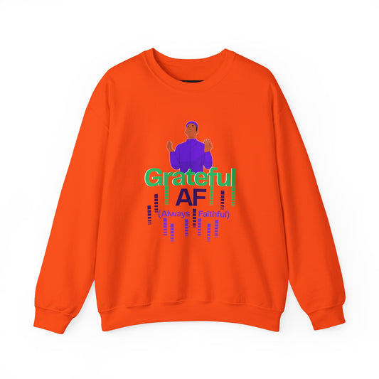 Male Grateful AF Unisex Crewneck Sweatshirt | Cozy Gift for Friends, Thanksgiving Apparel, Everyday Comfort, Gratitude Expression