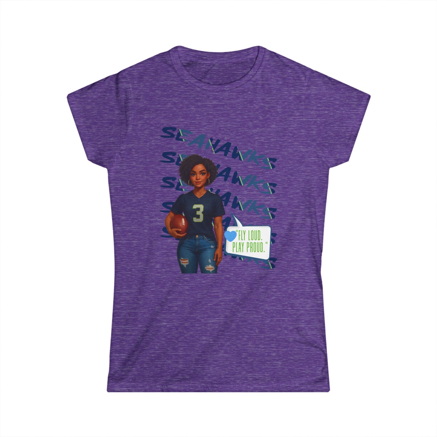 Women’s Football Fan Tee – Sporty Comfort, Seahawks Style, Perfect for Game Day, Casual Wear, Sports Enthusiasts, Gift Idea