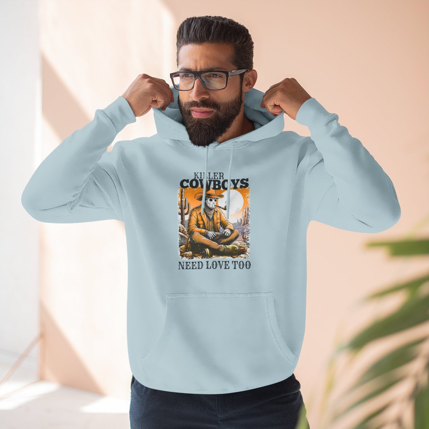 Three-Panel Fleece Hoodie-Front & Back Images