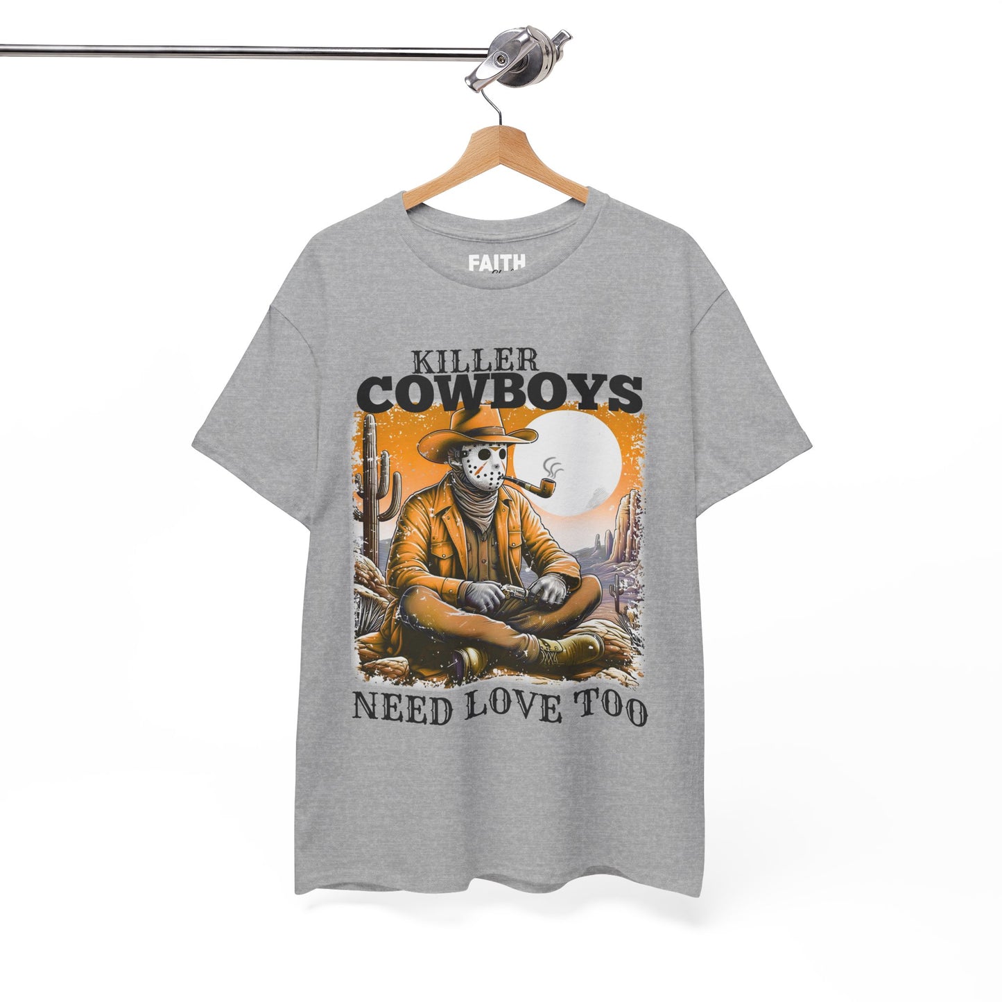 Killer Cowboys Graphic Tee, Unisex Heavy Cotton T-Shirt for Casual Wear, Cowboy Lover Gift, Western Occasion Apparel