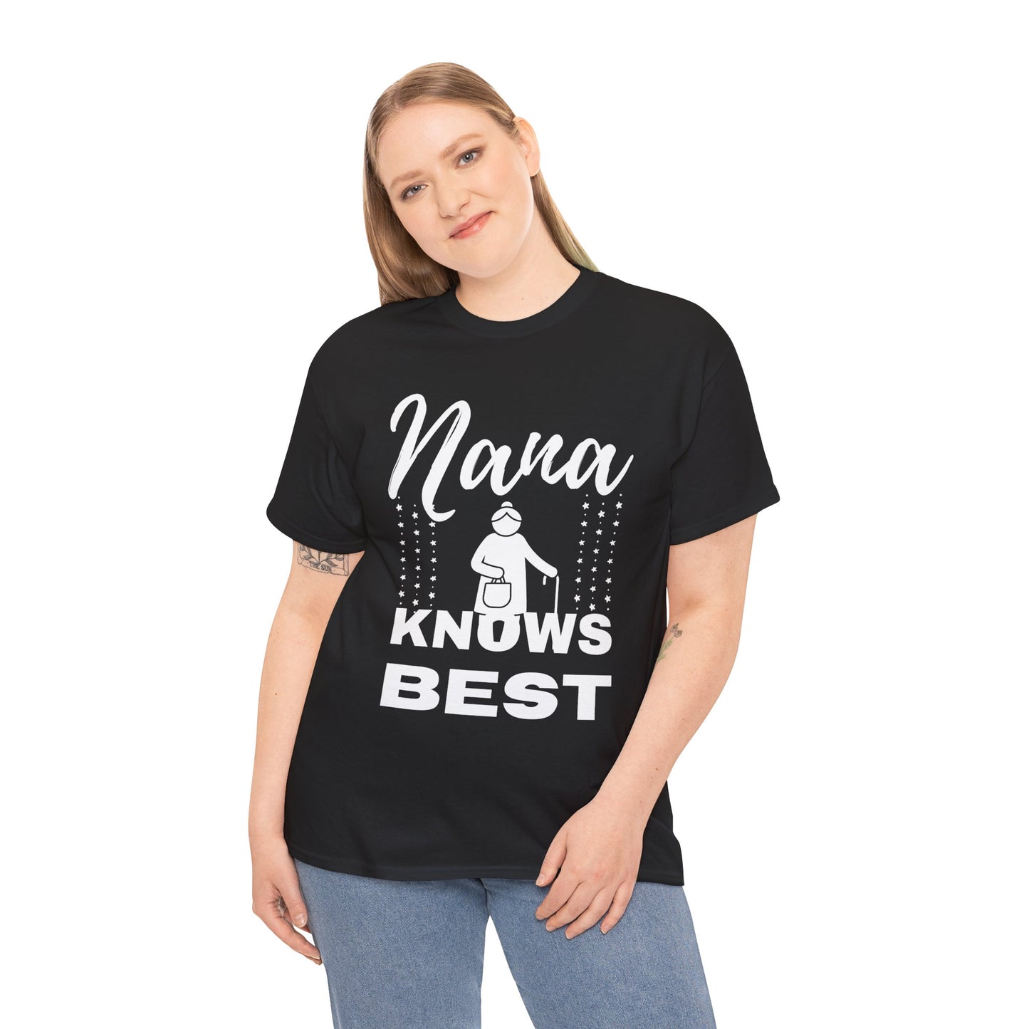 Unisex Heavy Cotton Tee - Nana Knows Best, Gift for Grandma, Family Reunion, Mother's Day, Casual Everyday Wear