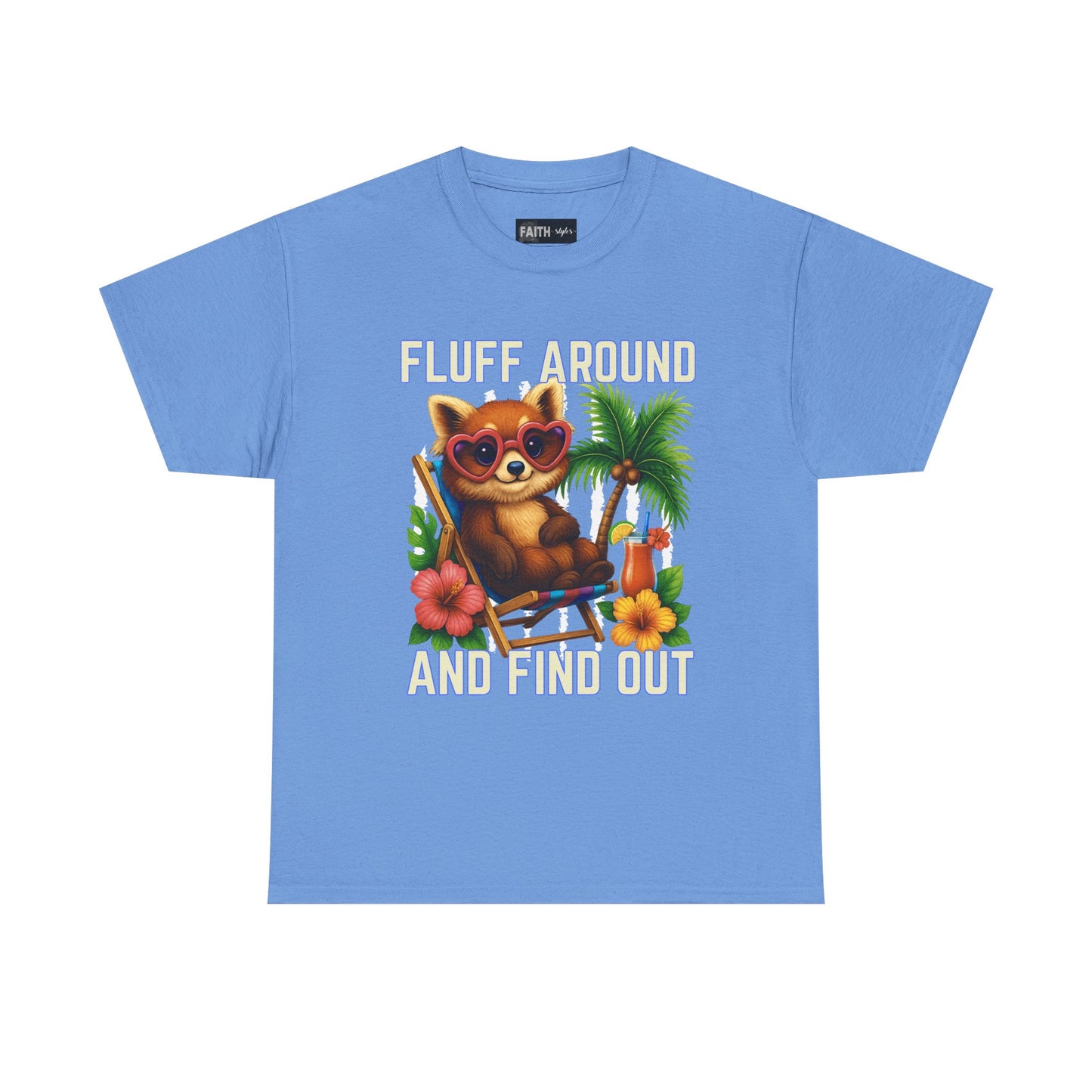 Tropical Cat Tee: Fluff Around and Find Out, Cute Graphic Shirt, Summer Outfit, Unisex Casual Wear, Gift for Animal Lovers