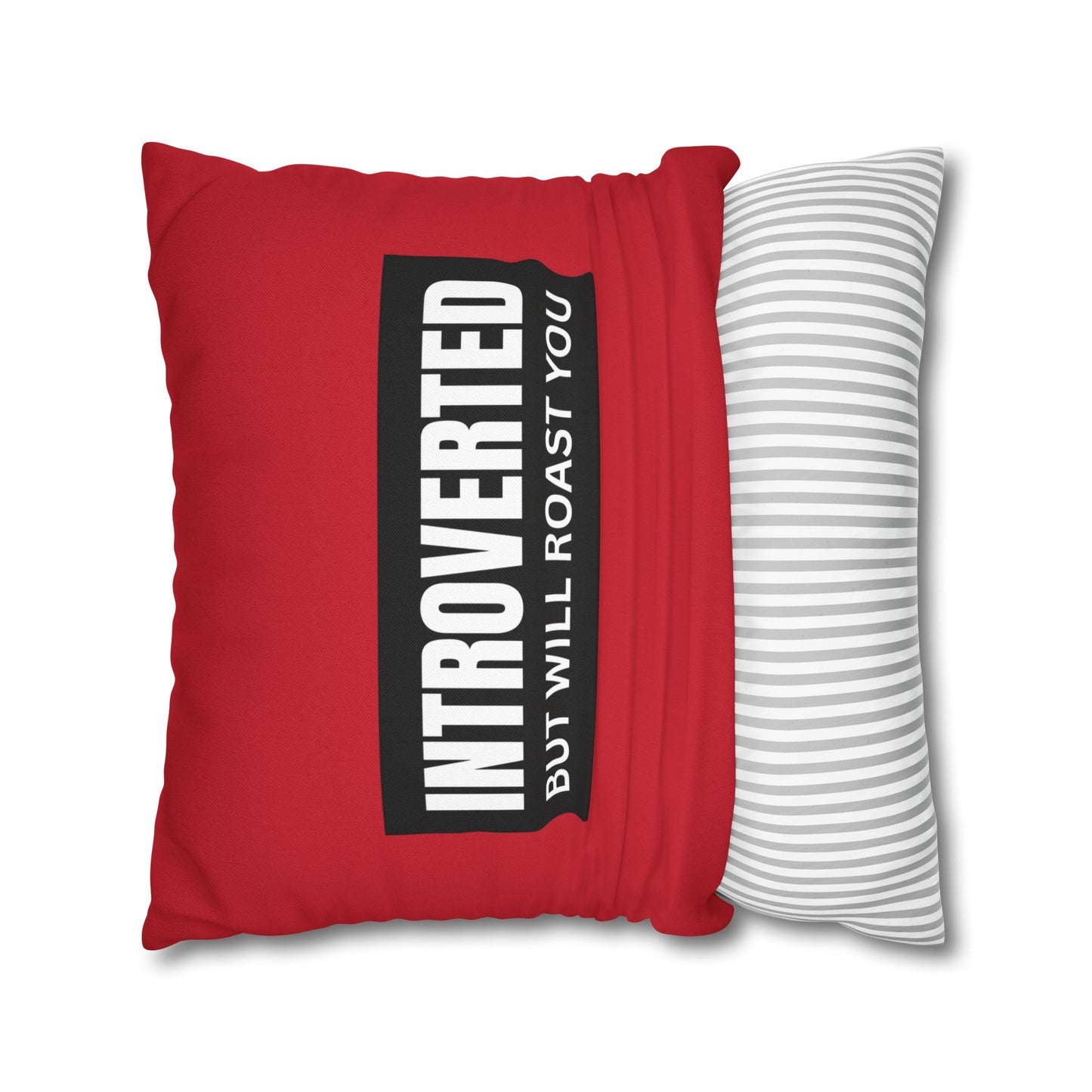 Introverted Pillowcase - Funny Home Decor, Gift for Introverts, Quirky Cushion Cover, Red Throw Pillow, Humorous Home Accent