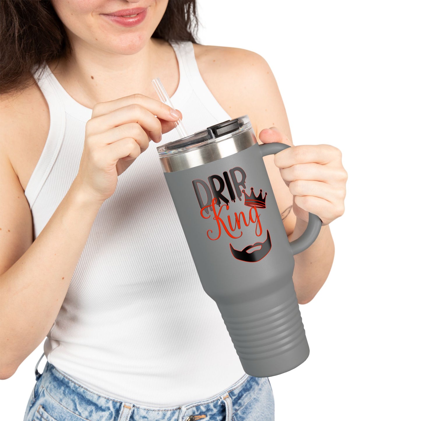 Drip King Insulated Travel Mug, 40oz | Perfect for Coffee Lovers, Gift for Him, Road Trips, Bearded Men, Stylish Drinkware
