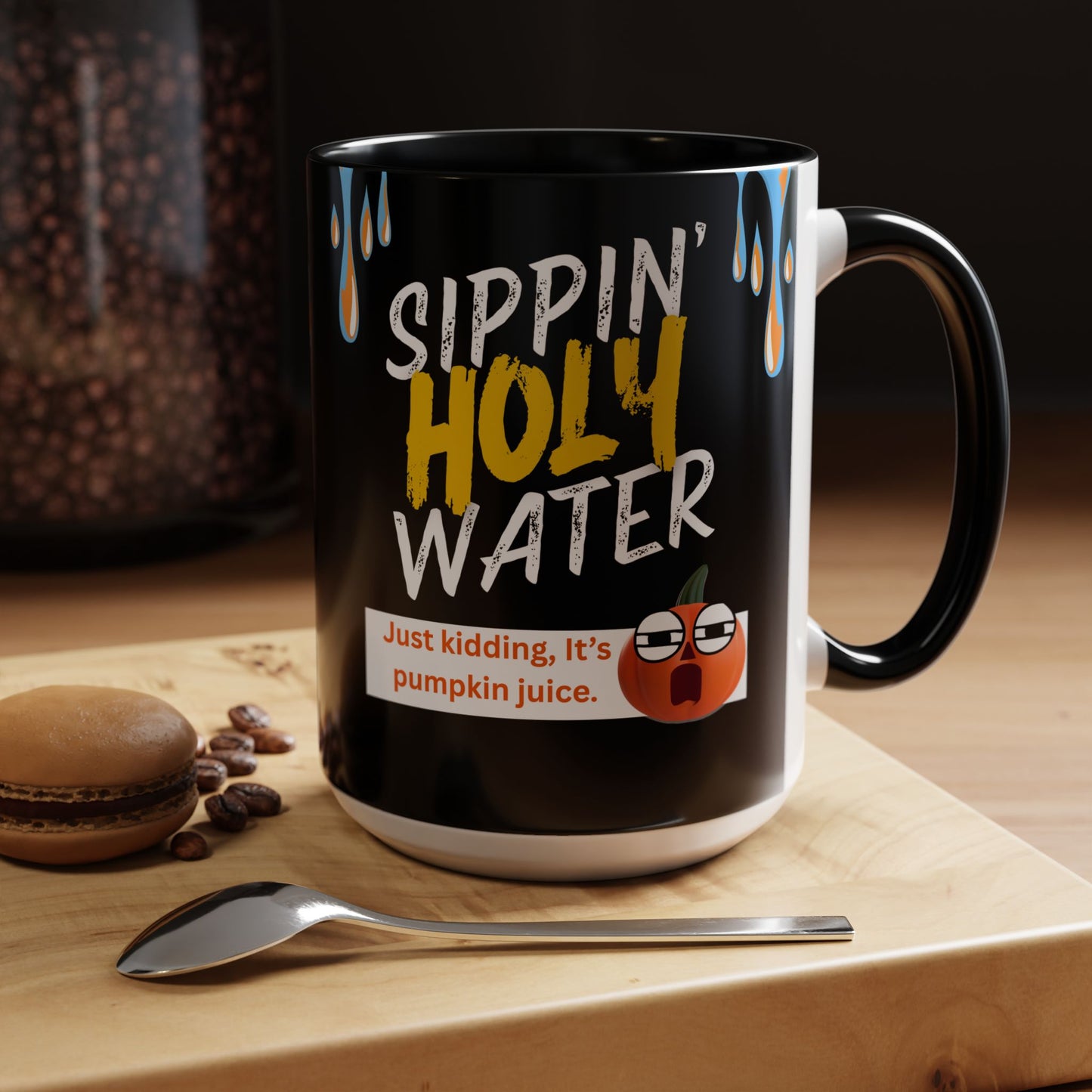 Sippin' Holy Water Coffee Mug, Funny Pumpkin Juice Mug, Halloween Coffee Cup, Unique Gift for Fall, Cute Office Mug, Quirky Kitchenware
