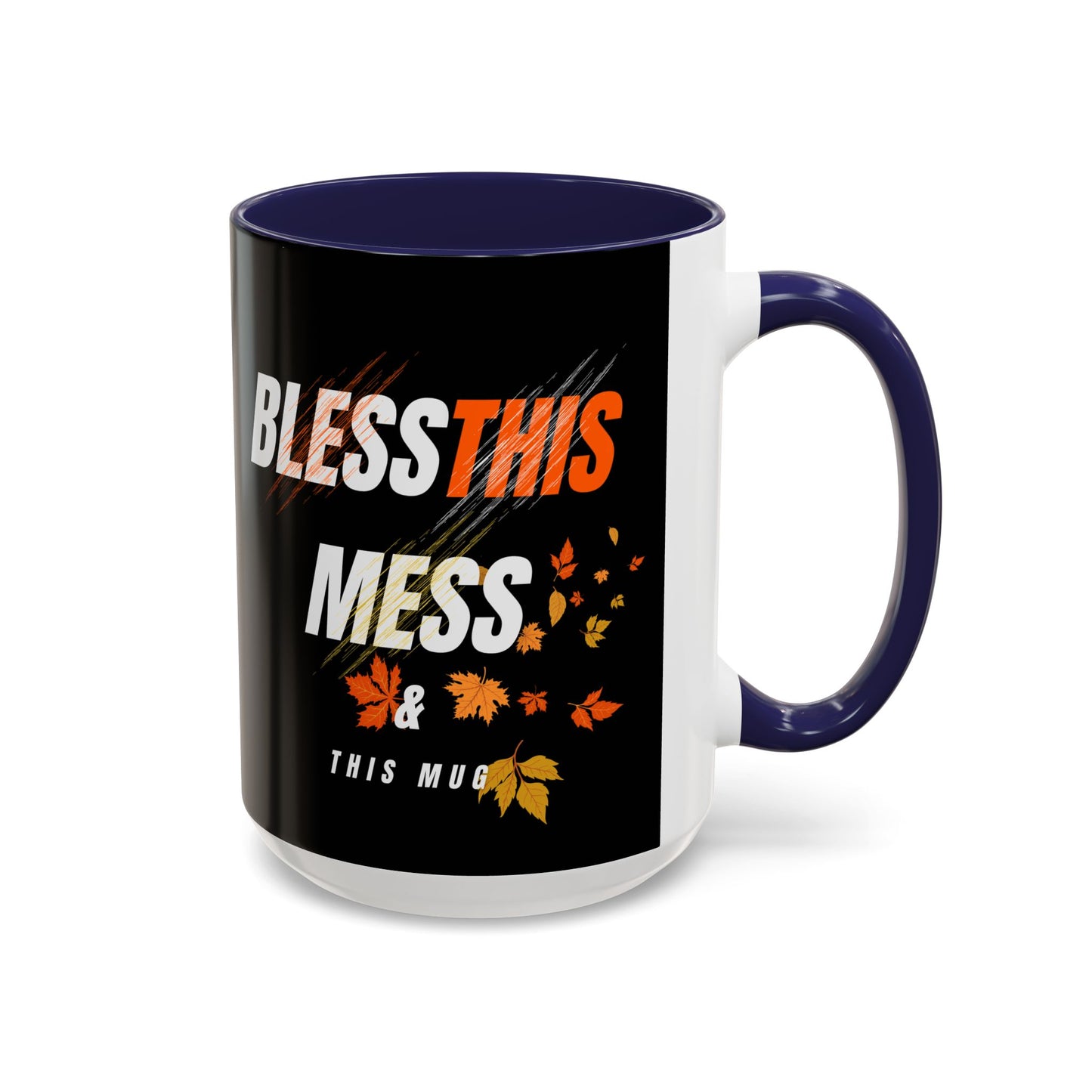 Bless This Mess Coffee Mug, Autumn Mug, Funny Mug Gift, Black Ceramic Mug, Fall Coffee Cup