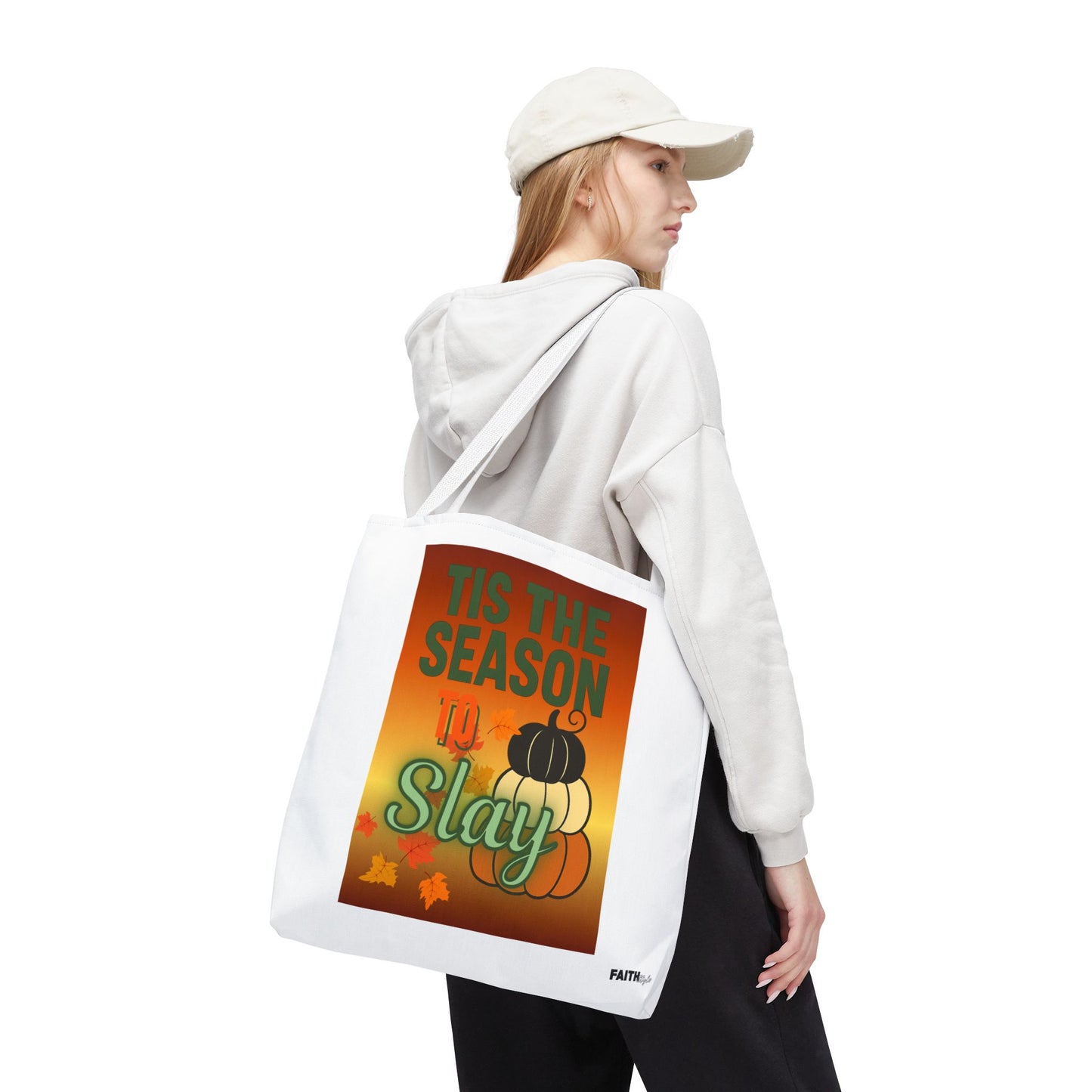 FaithStyles Seasonal Tote Bag: 'Tis the Season to Slay | Fall Shopping Bag, Halloween Tote, Autumn Handbag, Gift Bag, Eco-Friendly Tote