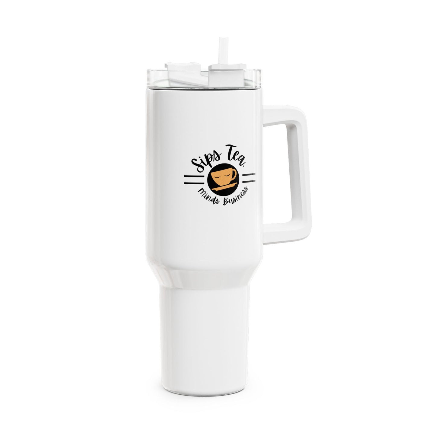40oz Tumbler with Straw - Perfect for Hot or Cold Beverages, Travel Mug, Insulated Water Bottle, Unique Gift for Tea Lovers, Sips Tea Design