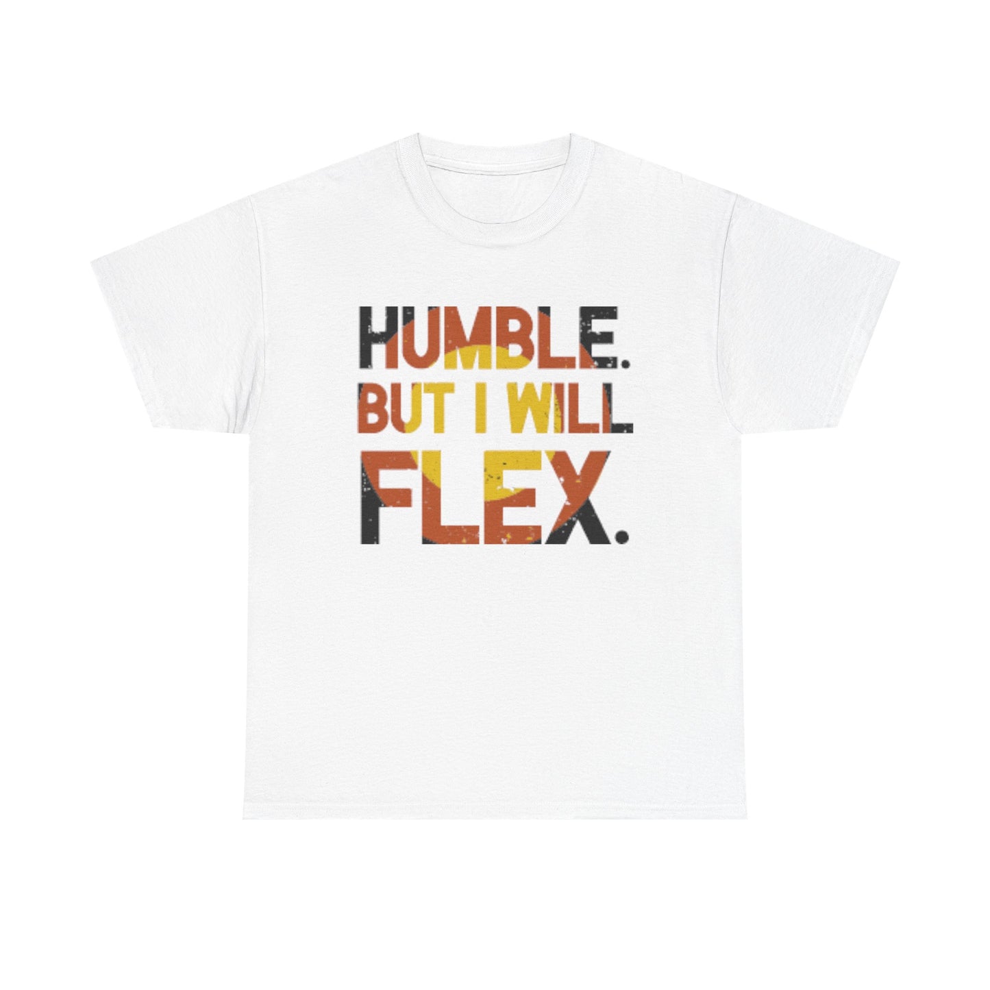 Male Heavy Cotton Tee - 'Humble. But I Will Flex.' Motivational Shirt, Gift for Fitness Lovers, Casual Top, Birthday Gift, Gym Wear