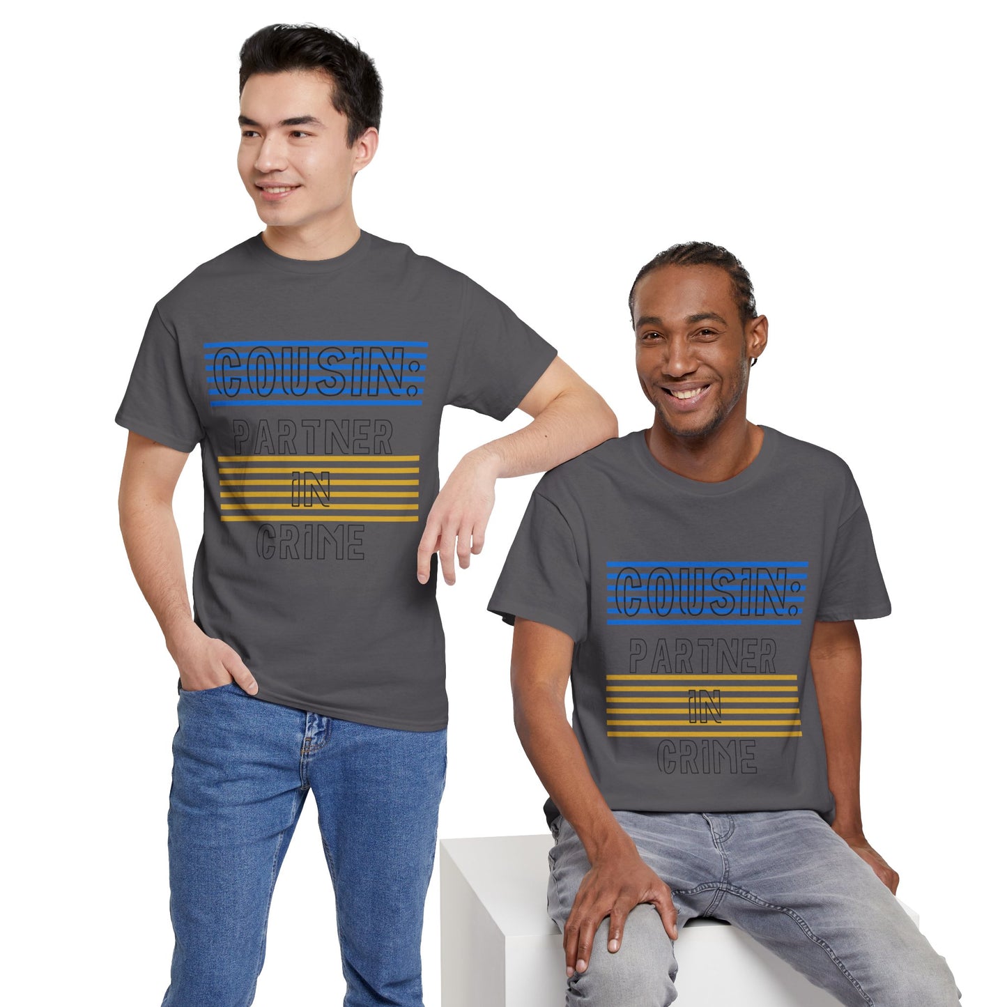 Cousins Partner in Crime Tee | Unisex Heavy Cotton T-Shirt for Family Gatherings, Cousin's Day, Gift for Cousins, Comfortable Casual Wear