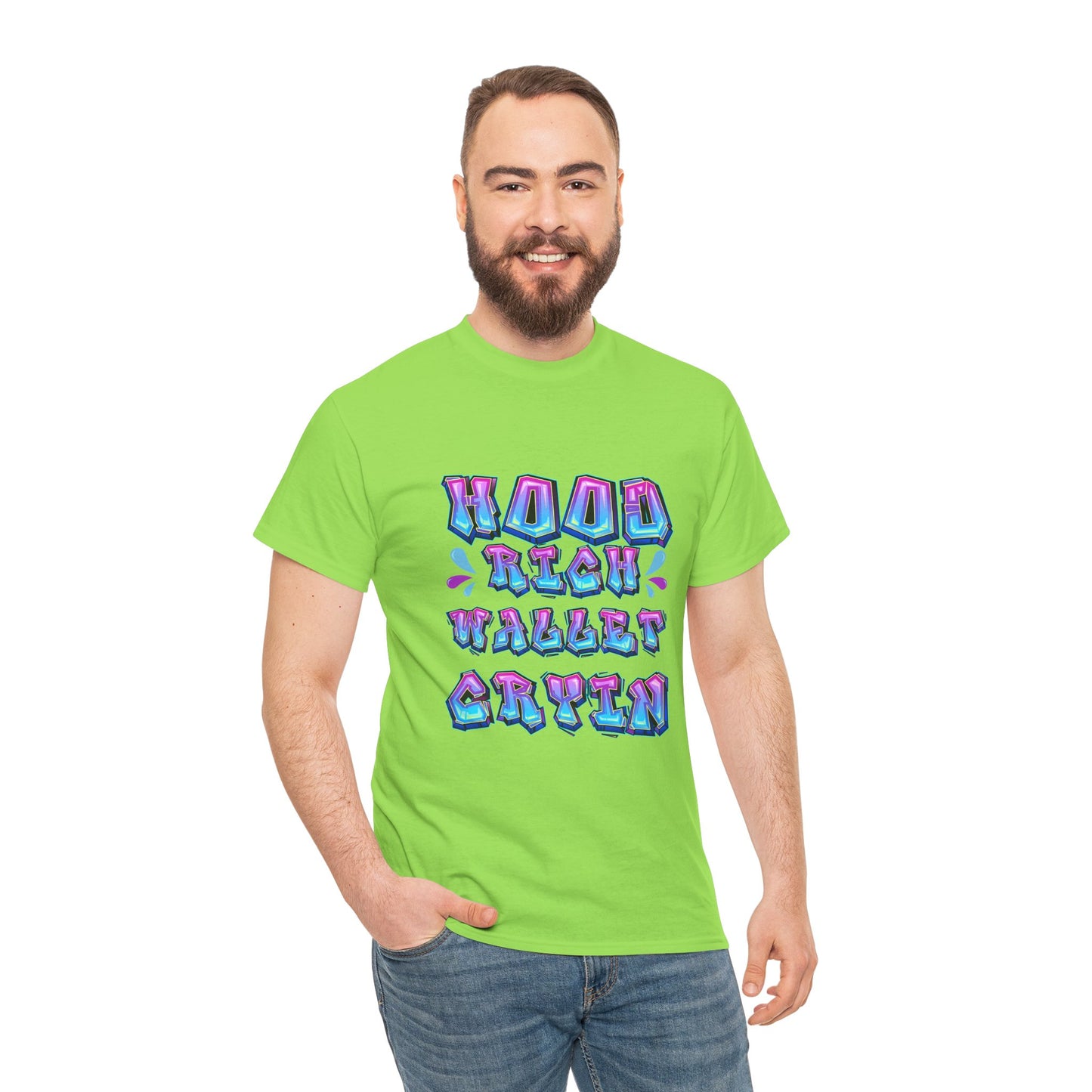 Cool Graphic Tee - 'Hood Rich Wallet Cryin' Unisex Heavy Cotton T-shirt