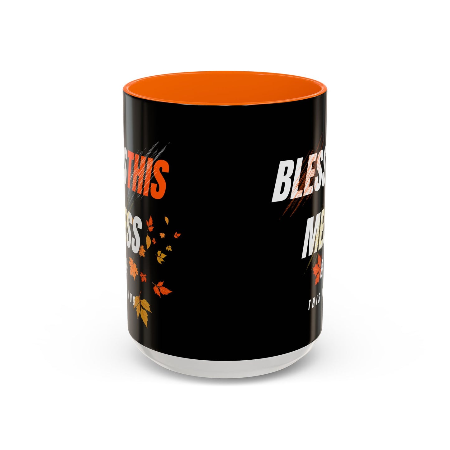 Bless This Mess Coffee Mug, Autumn Mug, Funny Mug Gift, Black Ceramic Mug, Fall Coffee Cup