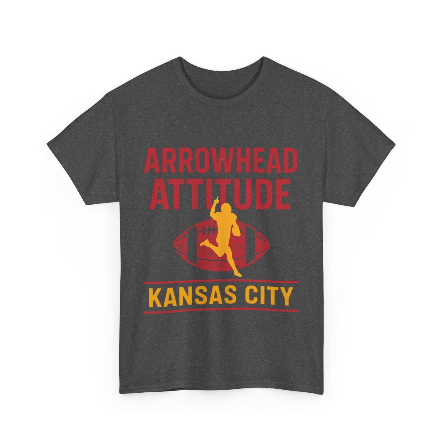 Male Heavy Cotton Tee, Arrowhead Attitude, Football Tee