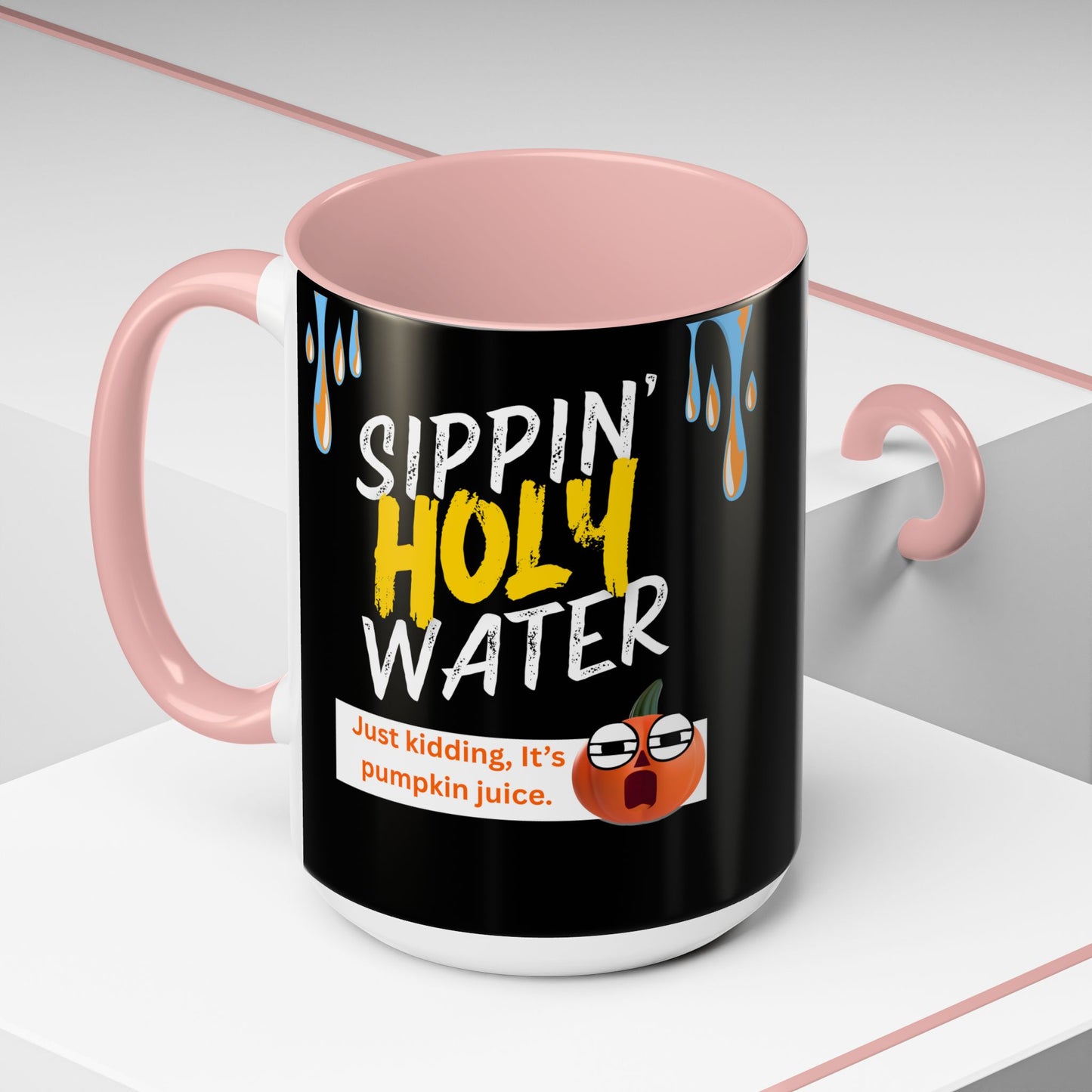 Sippin' Holy Water Coffee Mug, Funny Pumpkin Juice Mug, Halloween Coffee Cup, Unique Gift for Fall, Cute Office Mug, Quirky Kitchenware