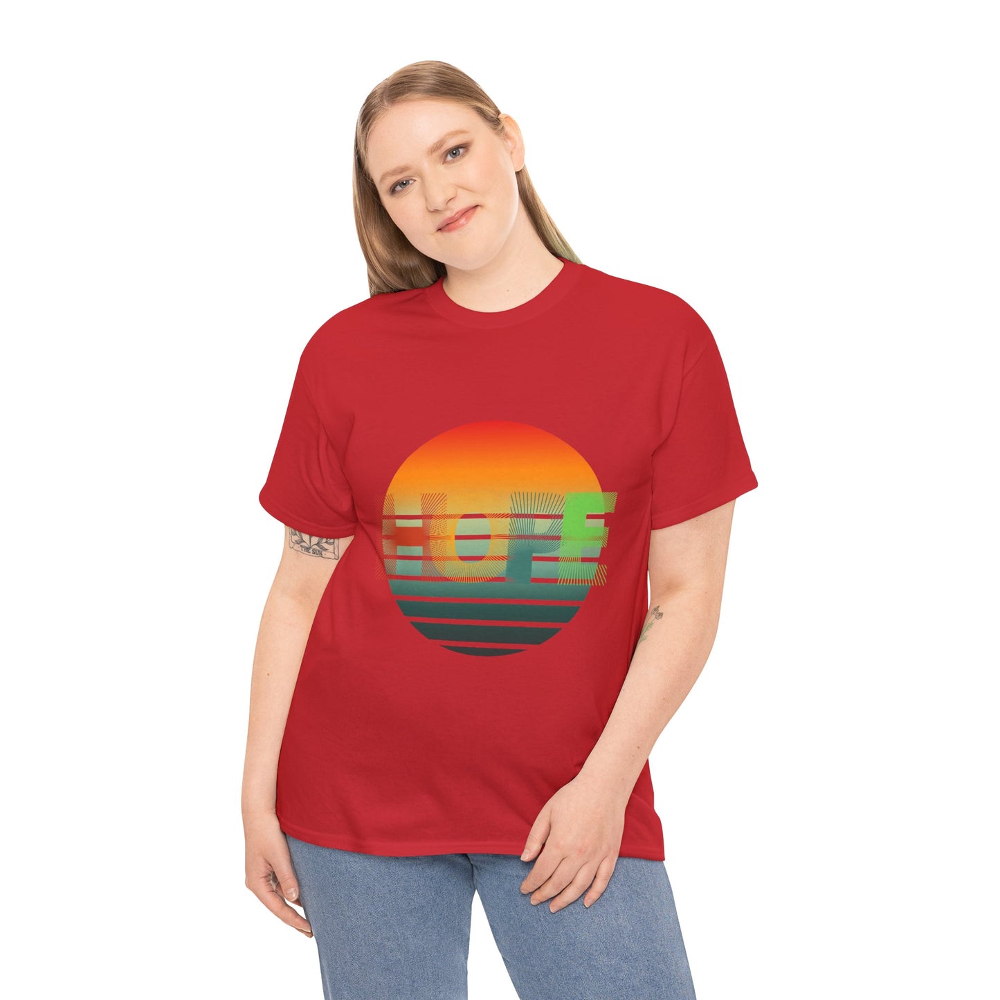 "HOPE" Sunset Vibes Unisex Cotton Tee, Summer T-Shirt, Gift for Him/Her, Casual Wear, Beach Day Outfit, Eco-Friendly Fashion