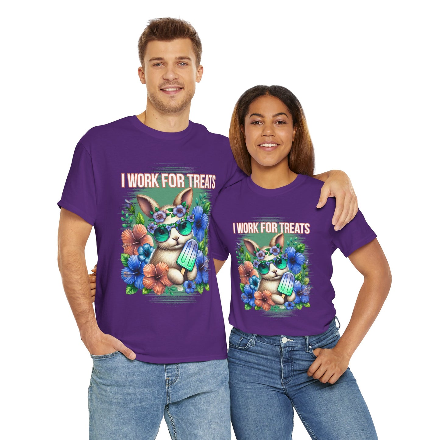 Cute Bunny Graphic Tee for Treat Lovers, Summer Fun Shirt, Animal Lover Gift, Cute Gift for Her, Floral T-Shirt
