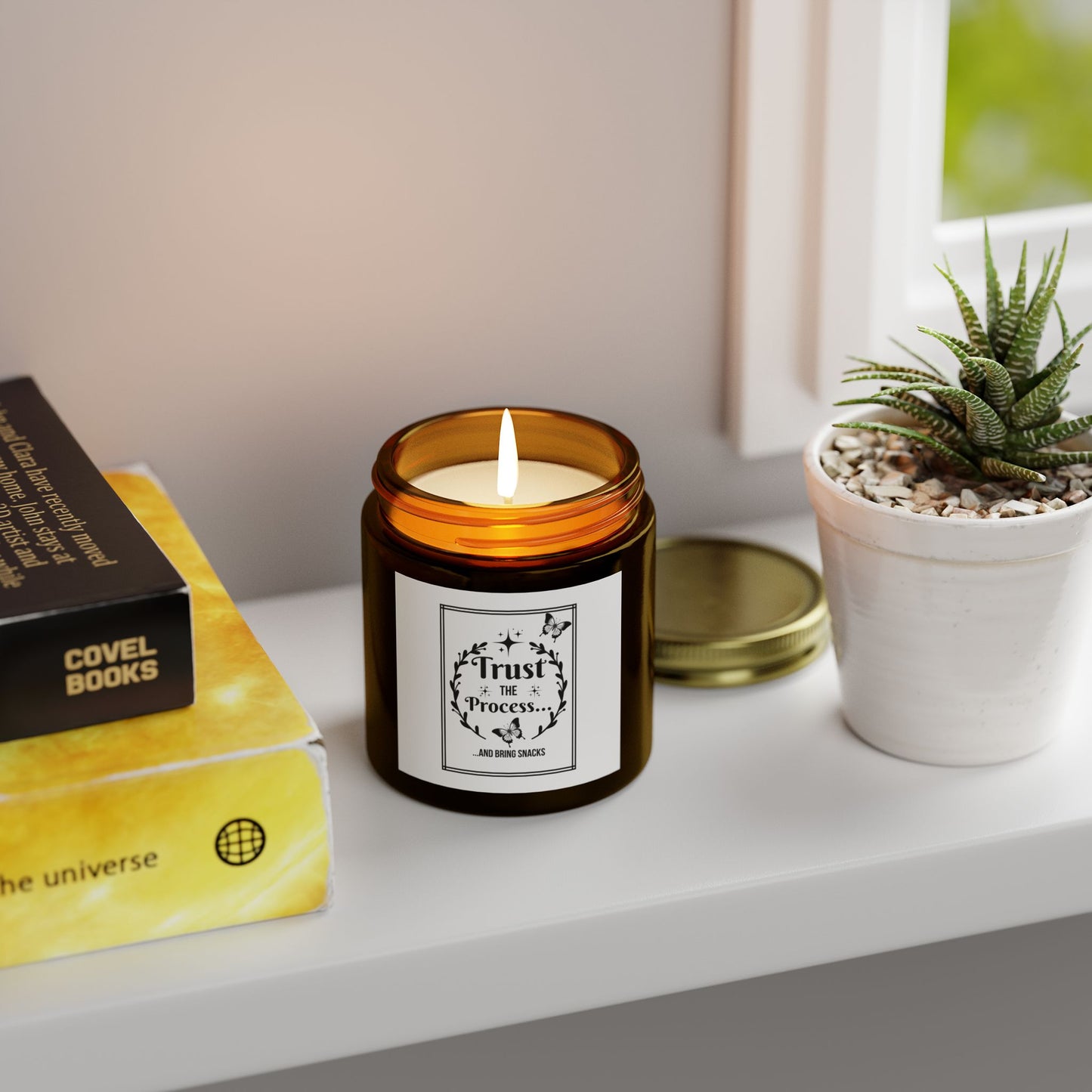 "TRUST THE PROCESS" Scented Candles, Coconut Apricot Wax (4oz, 9oz)